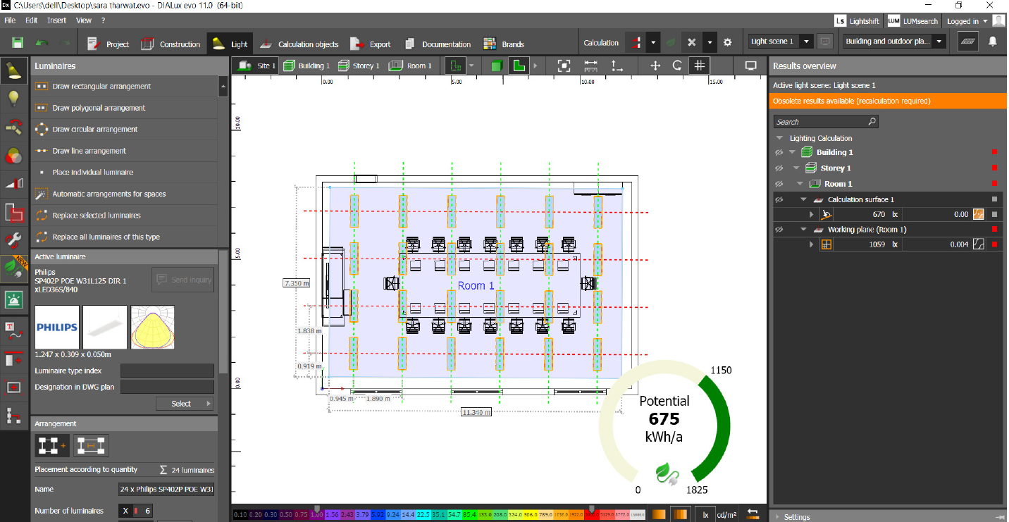 Meeting room Lighting Calculation Using Dialux-5
