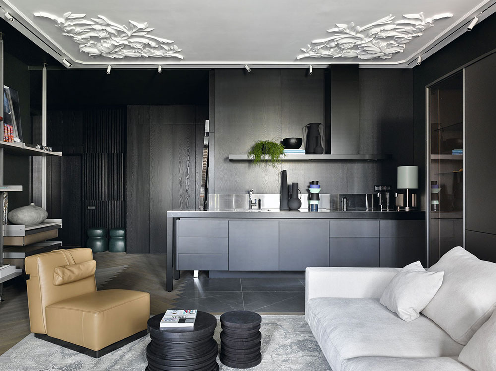 莫斯科 73㎡现代简约公寓 | 暗色调与灰泥的完美融合-6