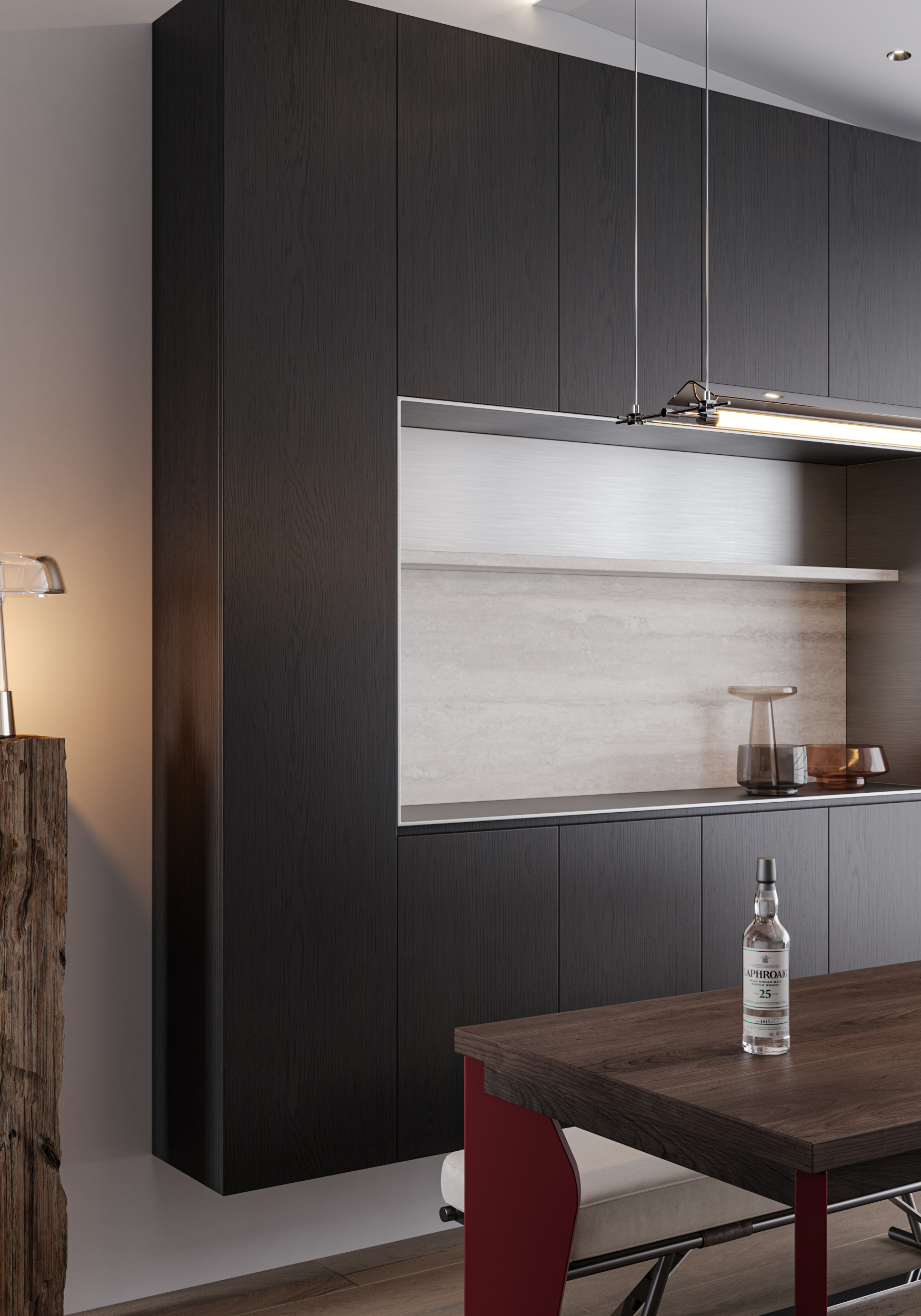 现代风格大横厅客餐厅效果图案例丨冈舍效果图表现-11