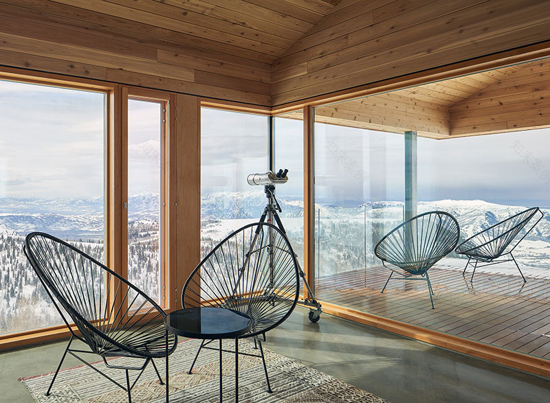美国犹他州雪山全景山间小屋-5