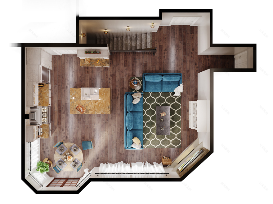 OpenSpace 住宅翻新 3D 可视化设计丨4Pixels 工作室-11