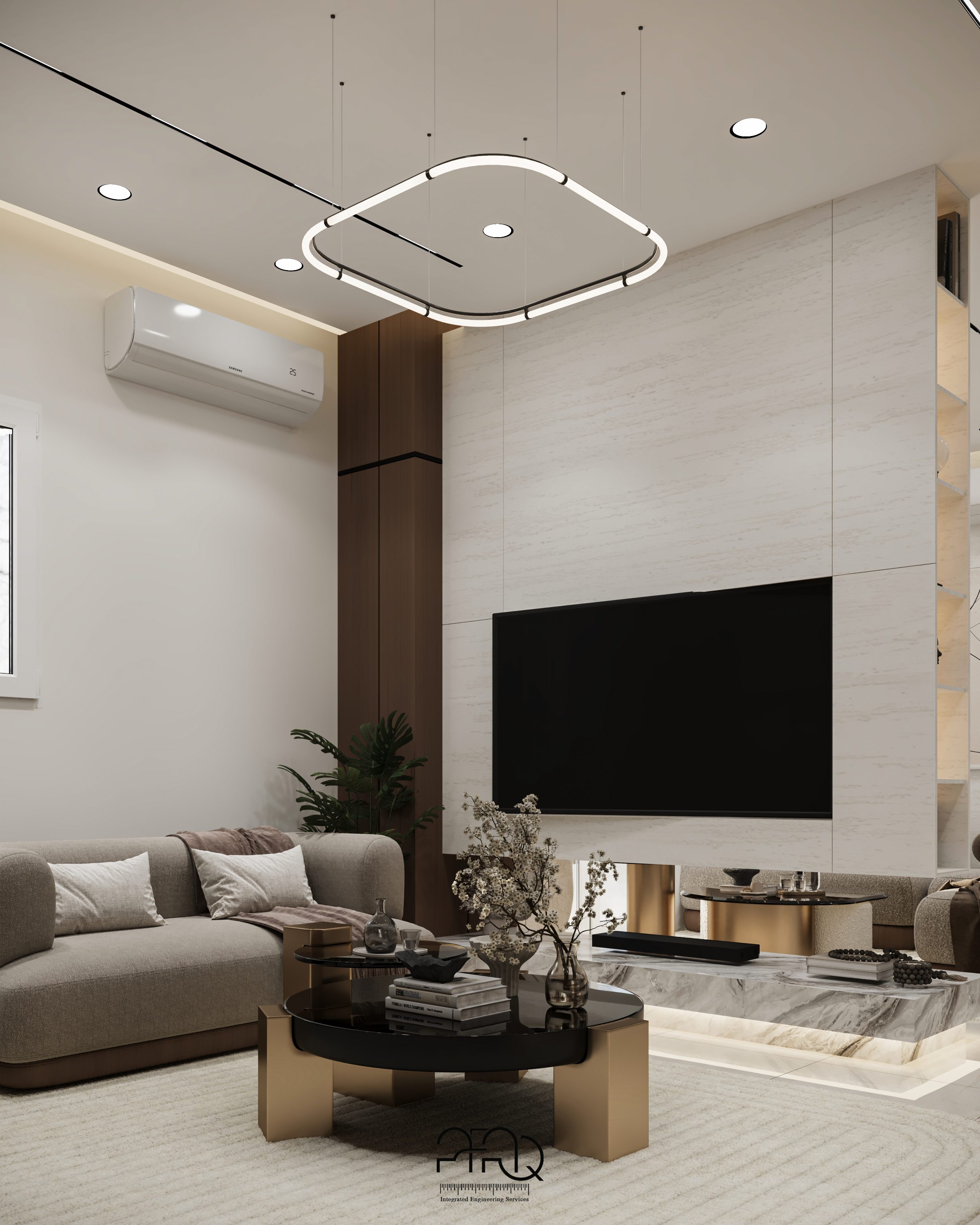 现代接待区与开放式厨房-6