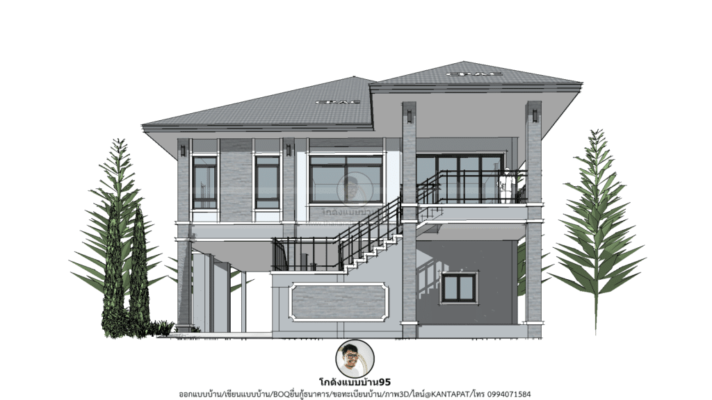 รับเขียนแบบบ้าน P  2485 两层住宅设计丨โกดังแบบบ้าน-10