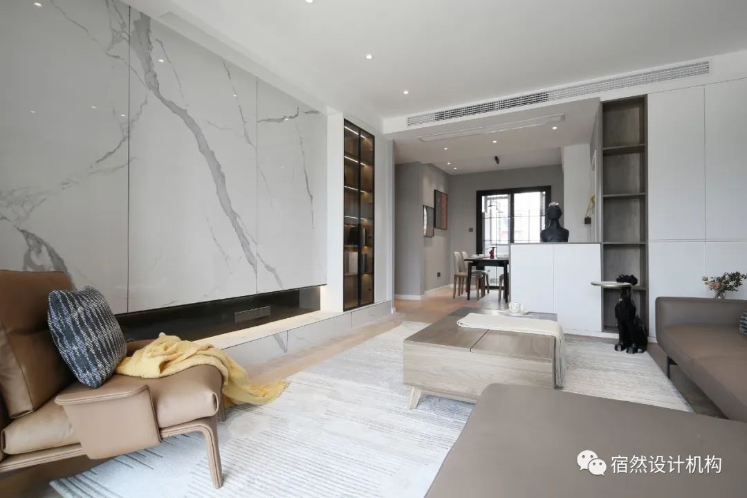 南昌 125㎡现代简约家居,黑白灰中融入绿色与橙色-37