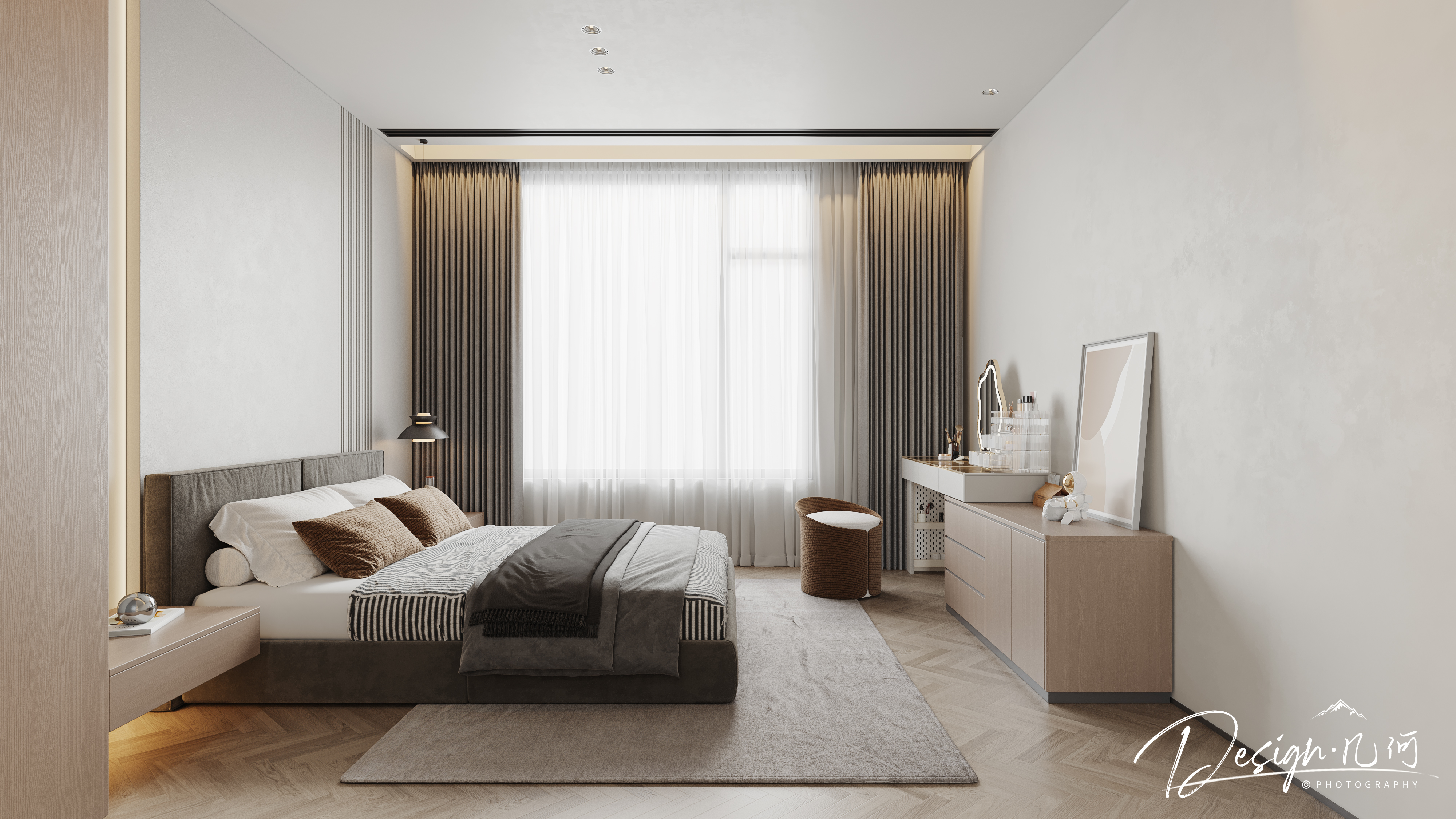 几何空间视觉表现 | 国建翠园现代奶油风客餐厅-7