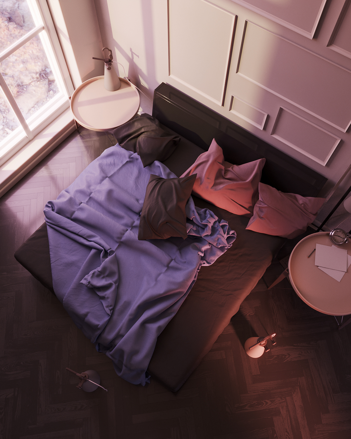 矩阵空间 Matrix Space | 艺术简约卧室的不同时段灯光魅力-11