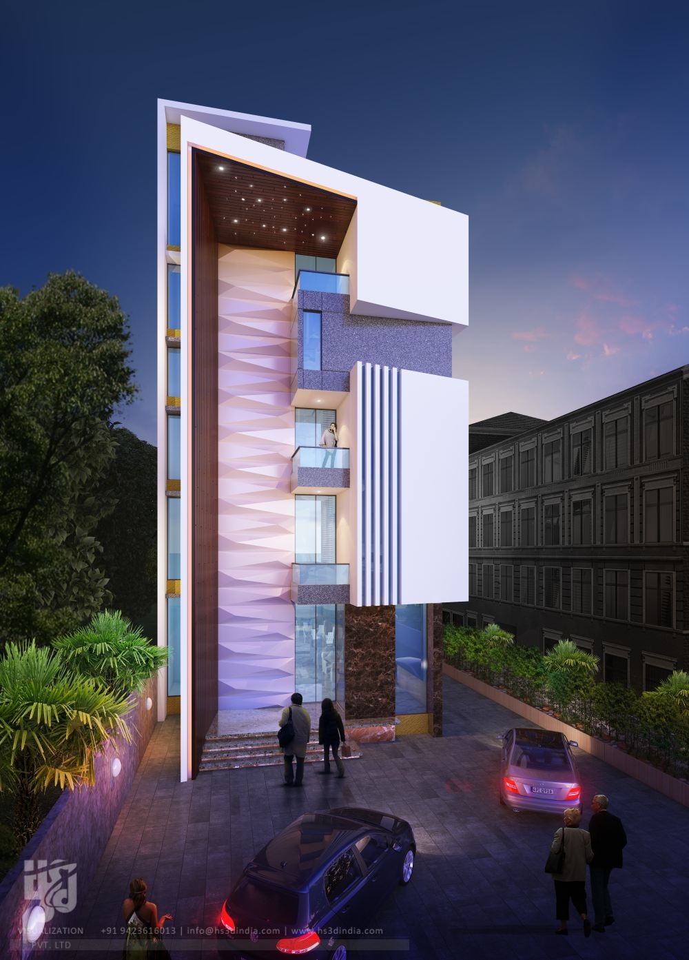 HS 3D 印度打造惊艳夜景商业建筑-11