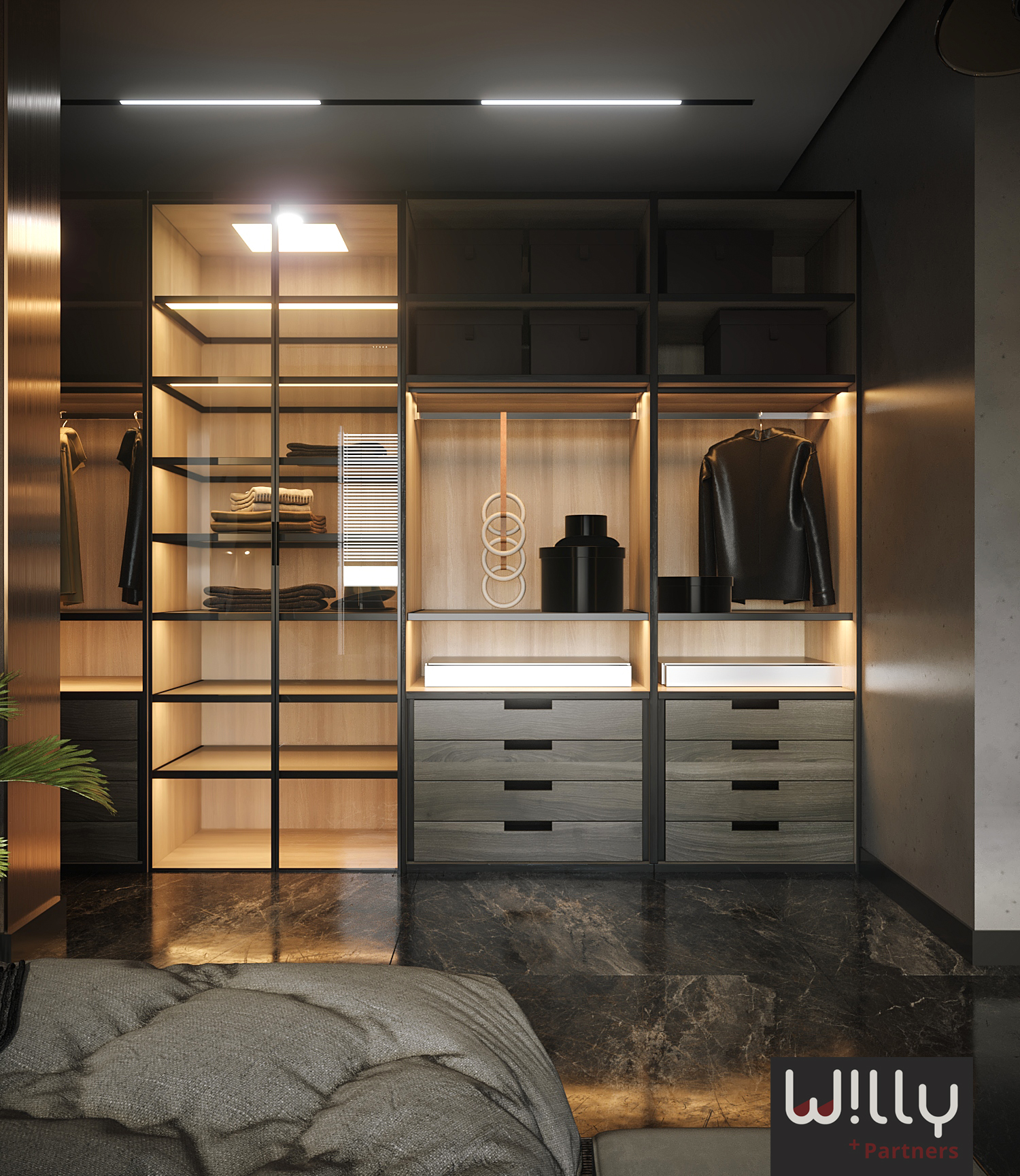 现代暗黑风格卧室设计-6