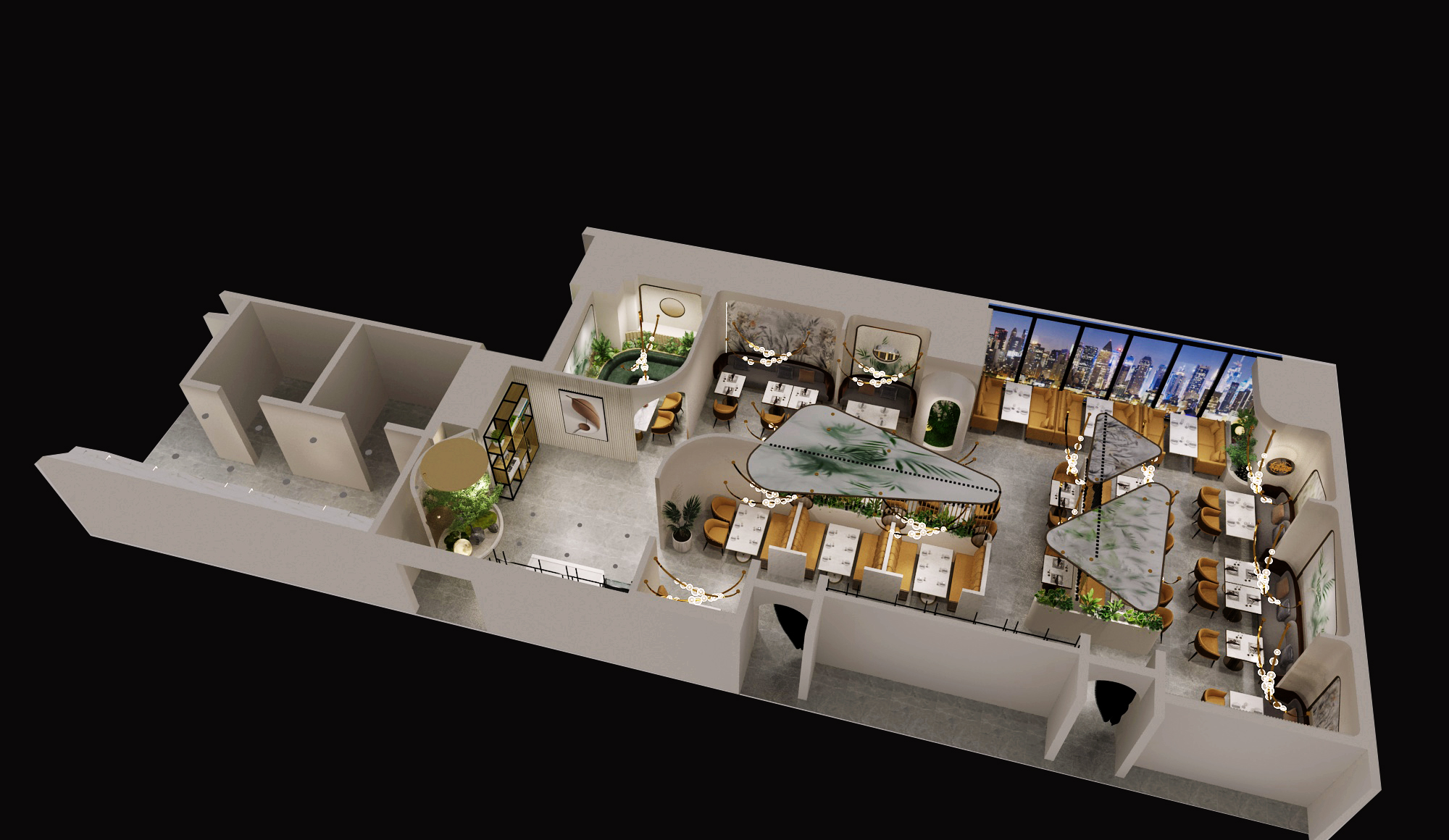 斗牛星选店铺工装设计3D效果图-1