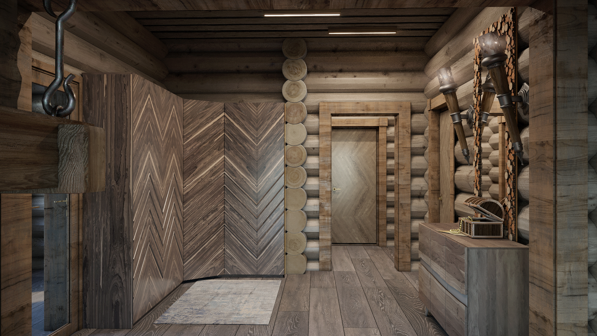 Варианты интерьера в срубе.-16