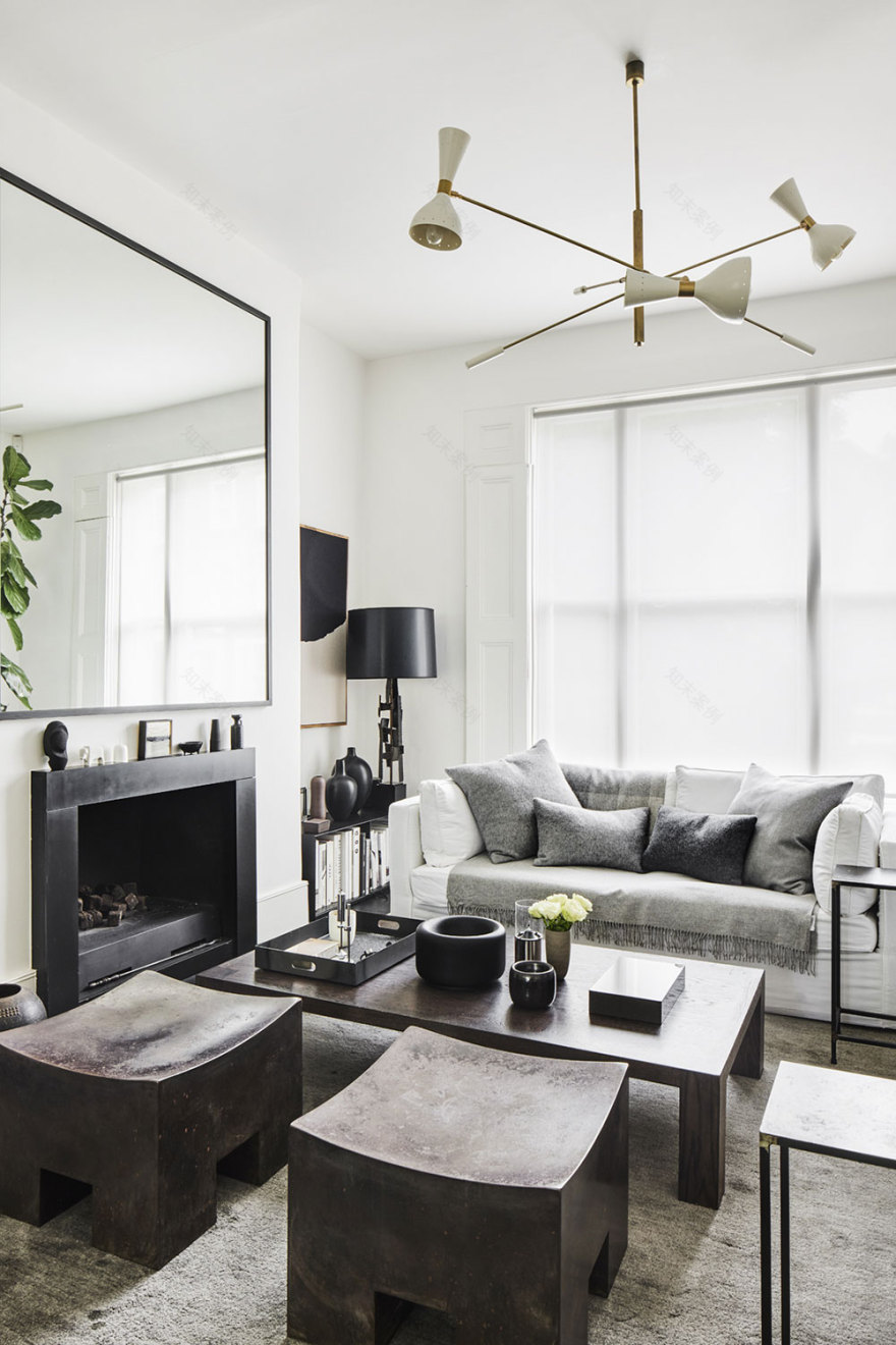 伦敦时尚黑白风格维多利亚式联排别墅-2