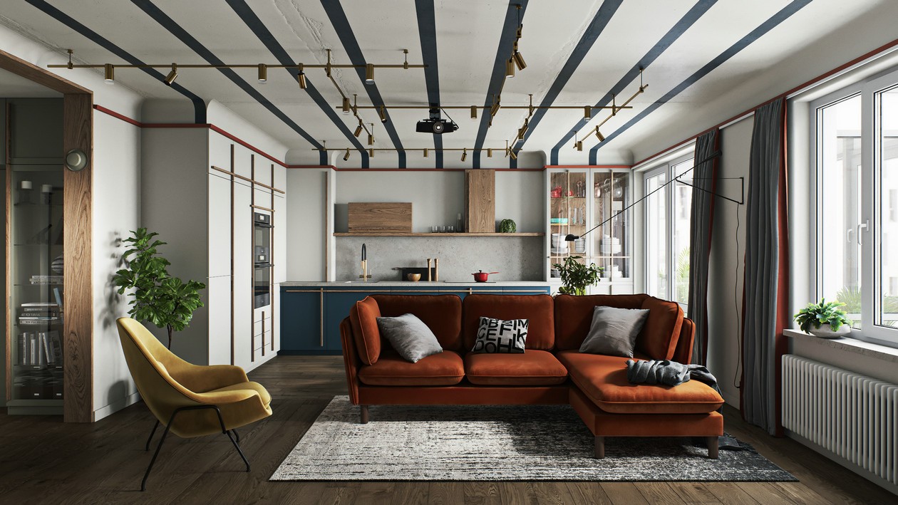 97㎡混搭 风色彩丰富，布局大胆-2