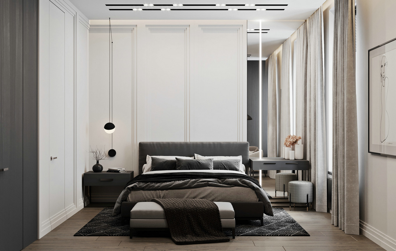 极简黑白永恒配色 B&W 公寓 | Arina Zamorina-11