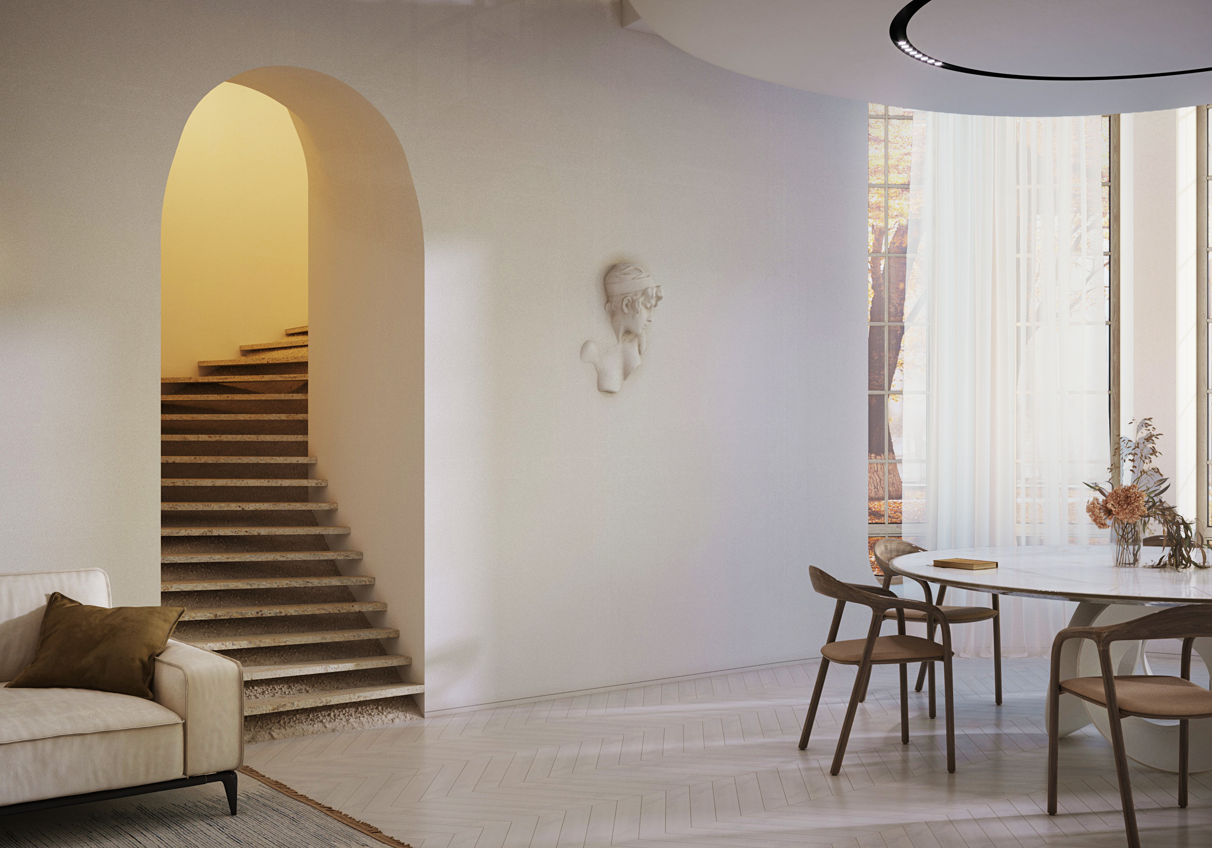 Интерьера дома со спальней на втором этаже-3