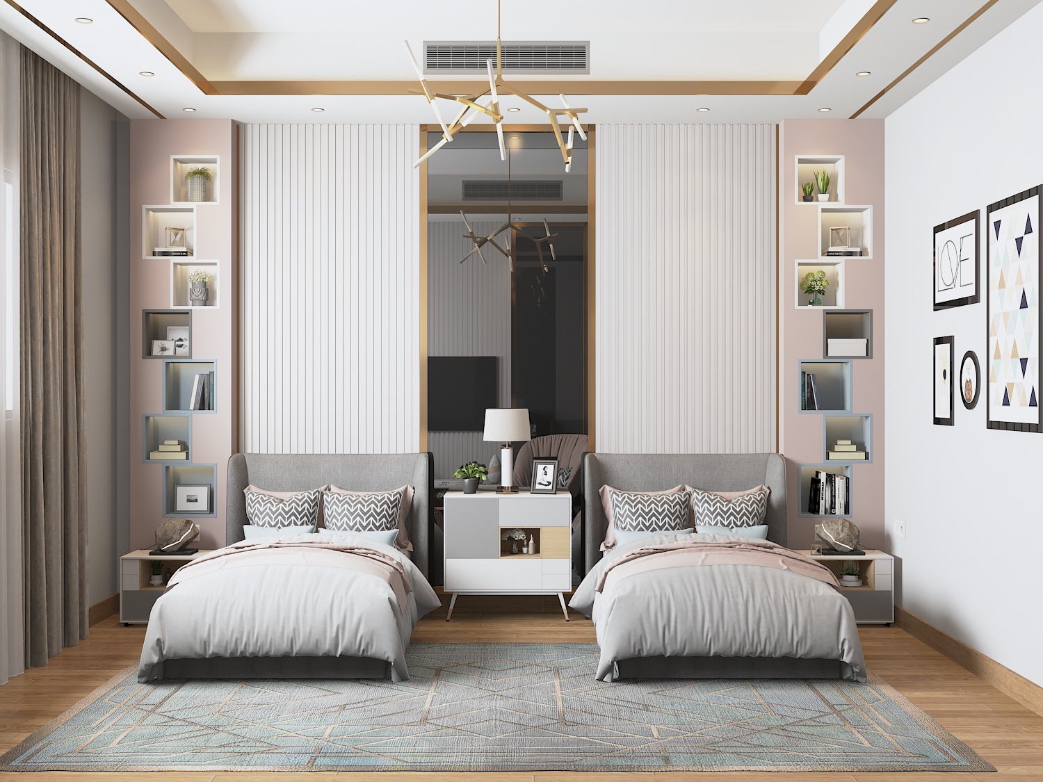 Girls Bedroom With Dressing and Study Space-1