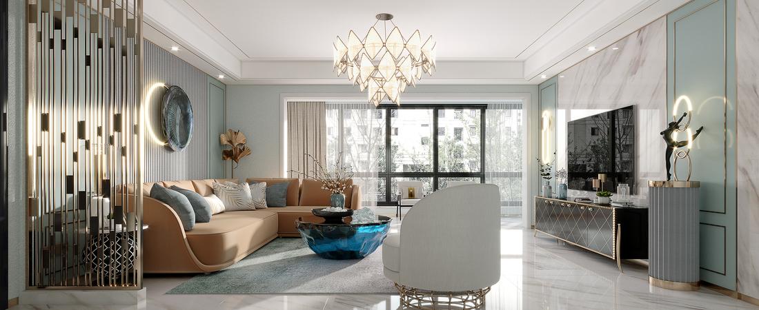 国安公馆现代简约主客卧客厅设计-6