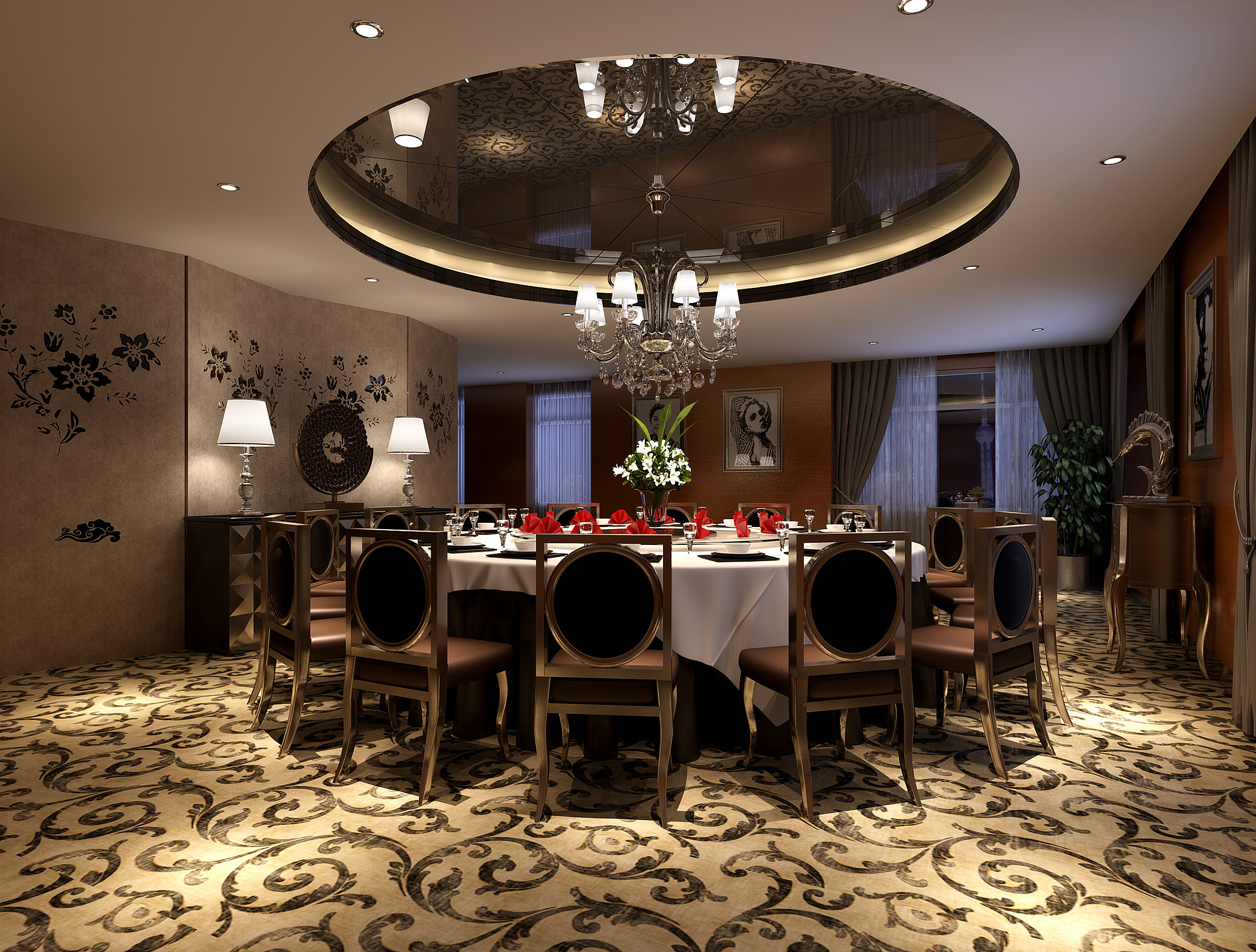 餐厅设计效果图中餐厅餐厅包间包房小吃店面馆工业主题餐厅-9-39