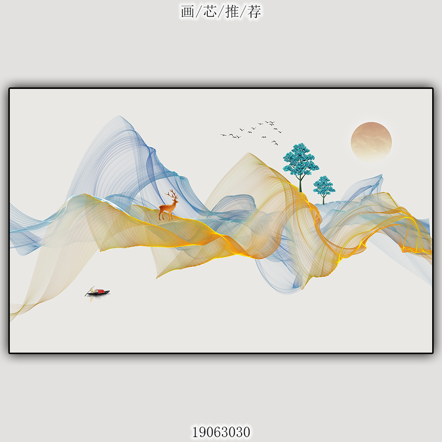 招财福鹿客厅玄关装饰画-12