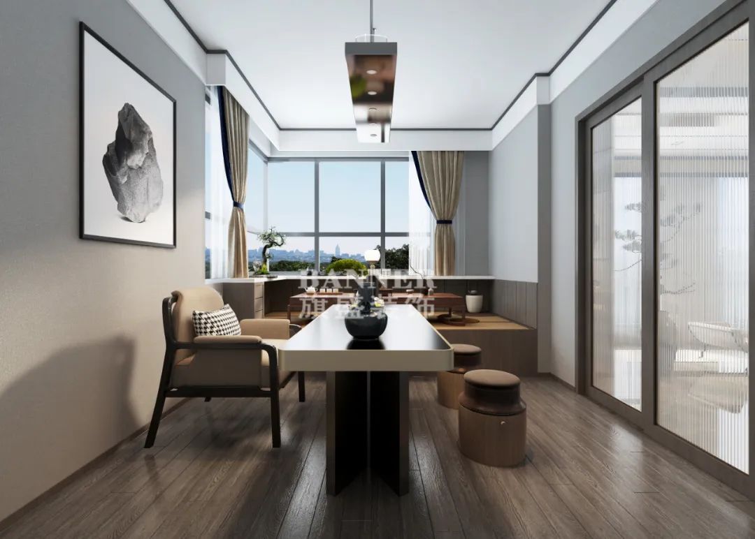 新中式轻奢风澜园平层设计，苏一打造四口之家舒适空间-39