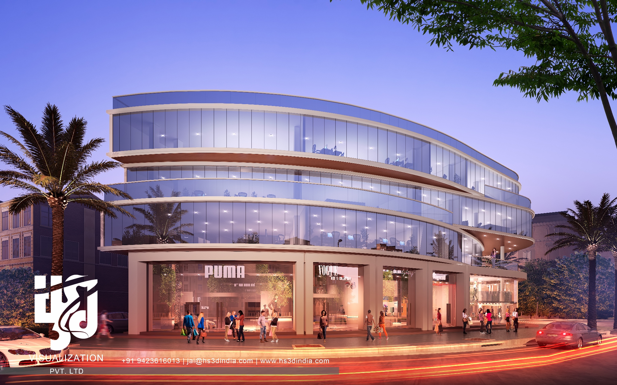 HS 3D 印度打造惊艳夜景商业建筑-21