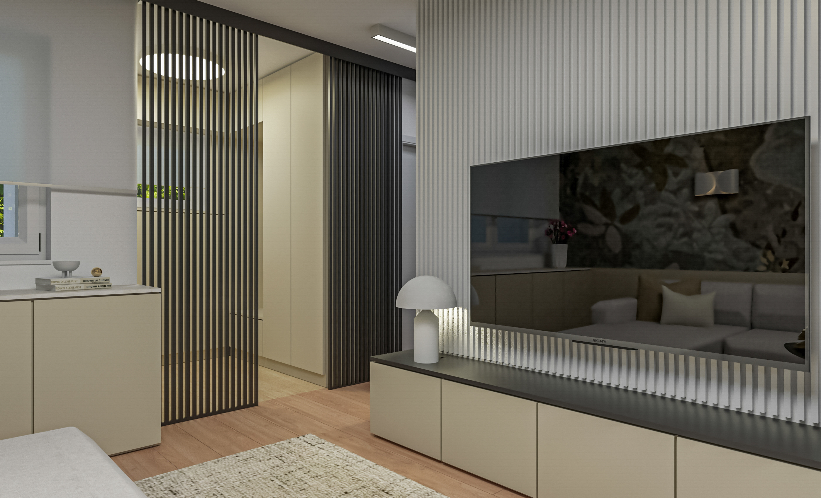 Living and Kitchen. Studio apartment-0