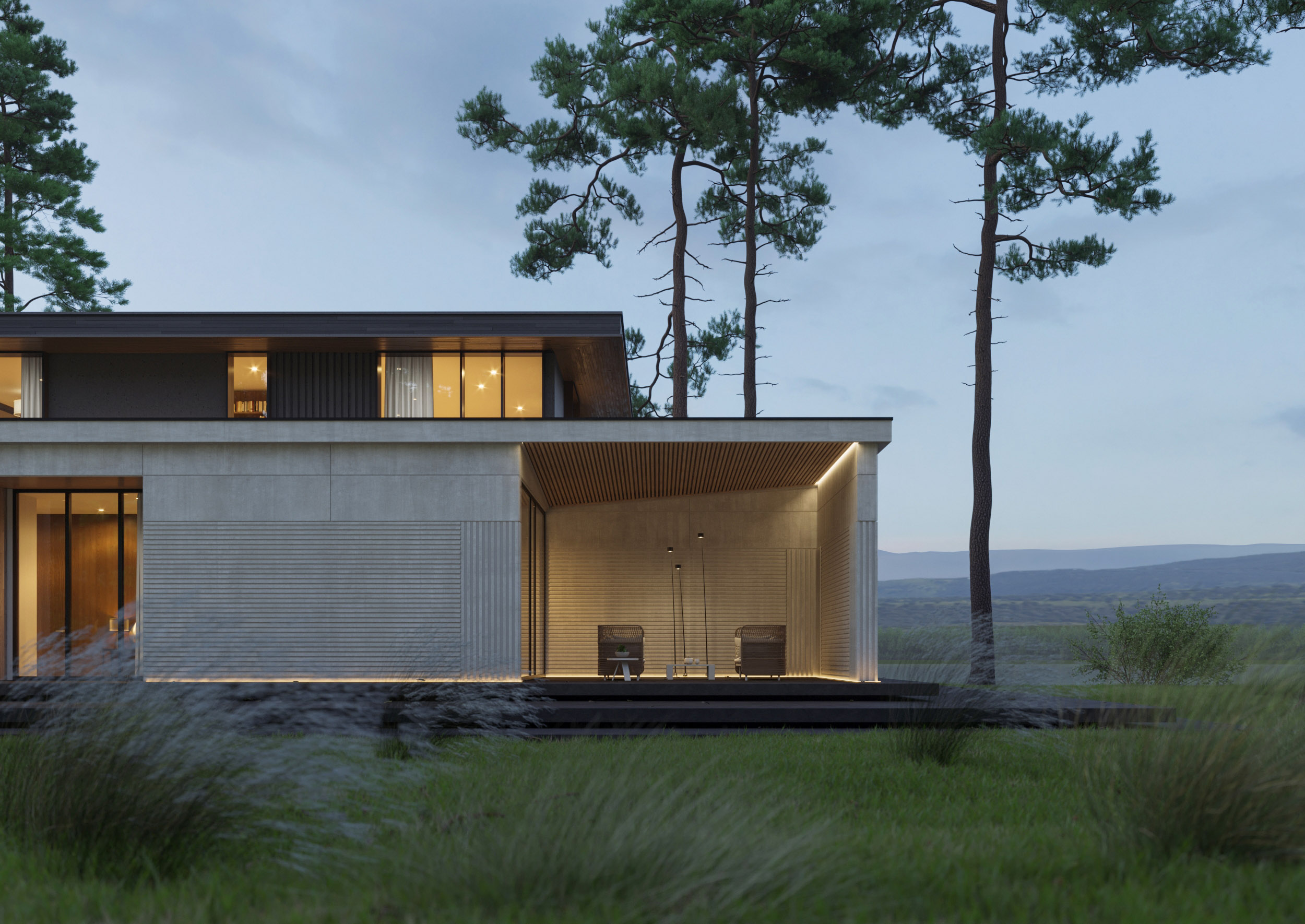 河畔家庭别墅，室内外空间交融-4