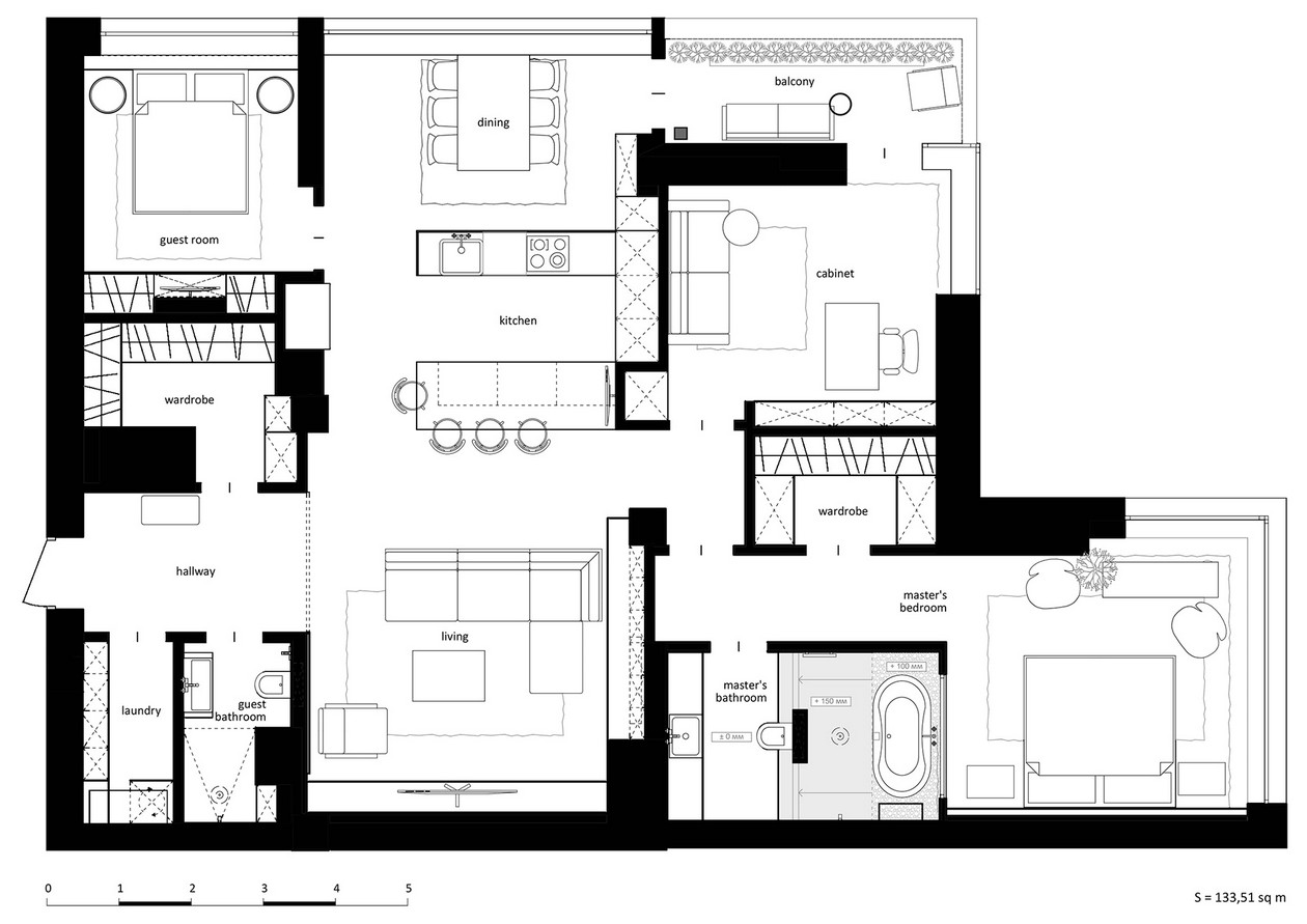133㎡基辅个性简约设计  K BAND-36
