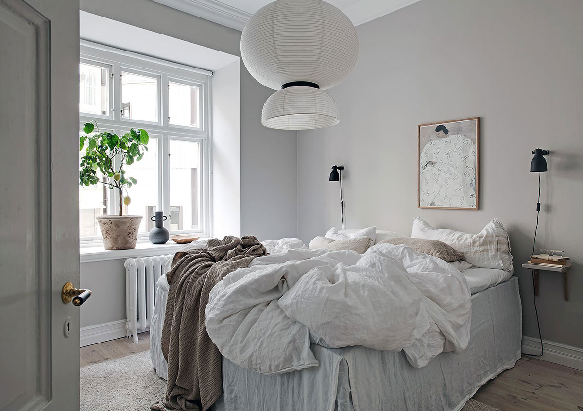 瑞典 71 平米绿色厨房不规则公寓设计-16