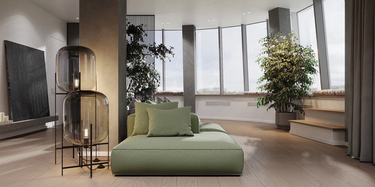 114㎡公寓高级灰+绿色 既清新又舒适-4