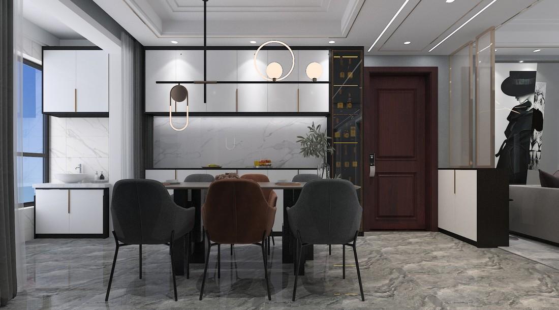 商丘 129㎡后现代轻奢黑白灰装修案例-8