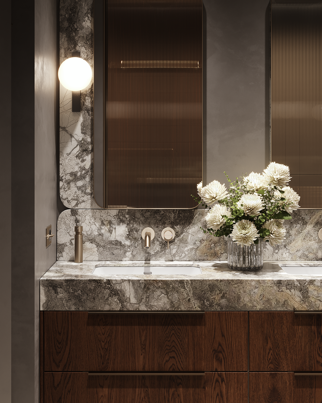 大理石与胡桃木主浴室丨乌克兰基辅-23
