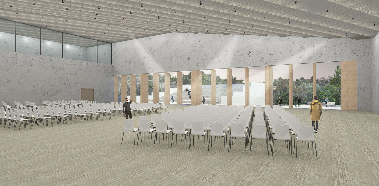 地形融入建筑，连接室内外空间的展览中心设计-8