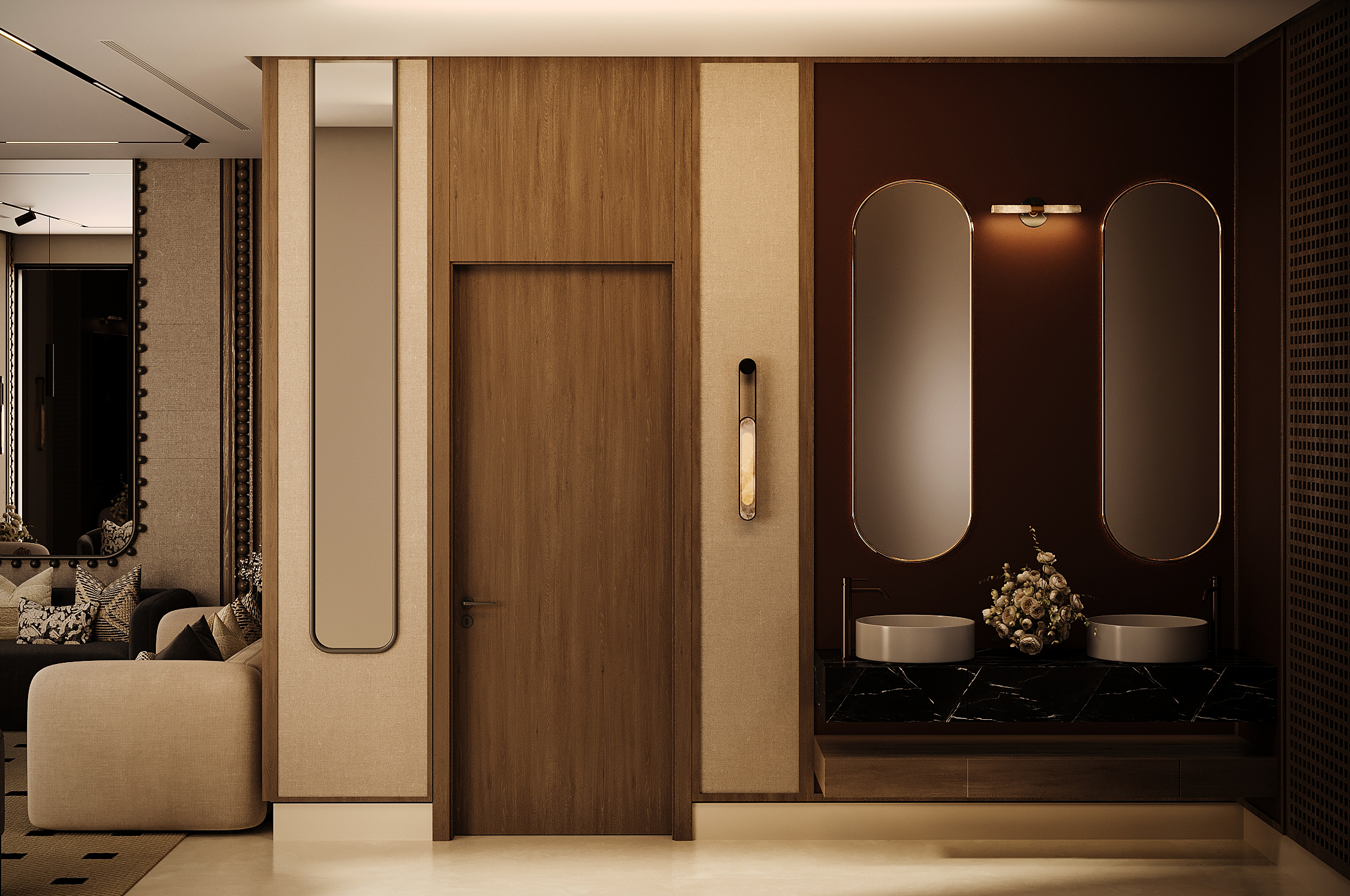 Equestrian Warmth | Contemporary Luxury Living Room-6