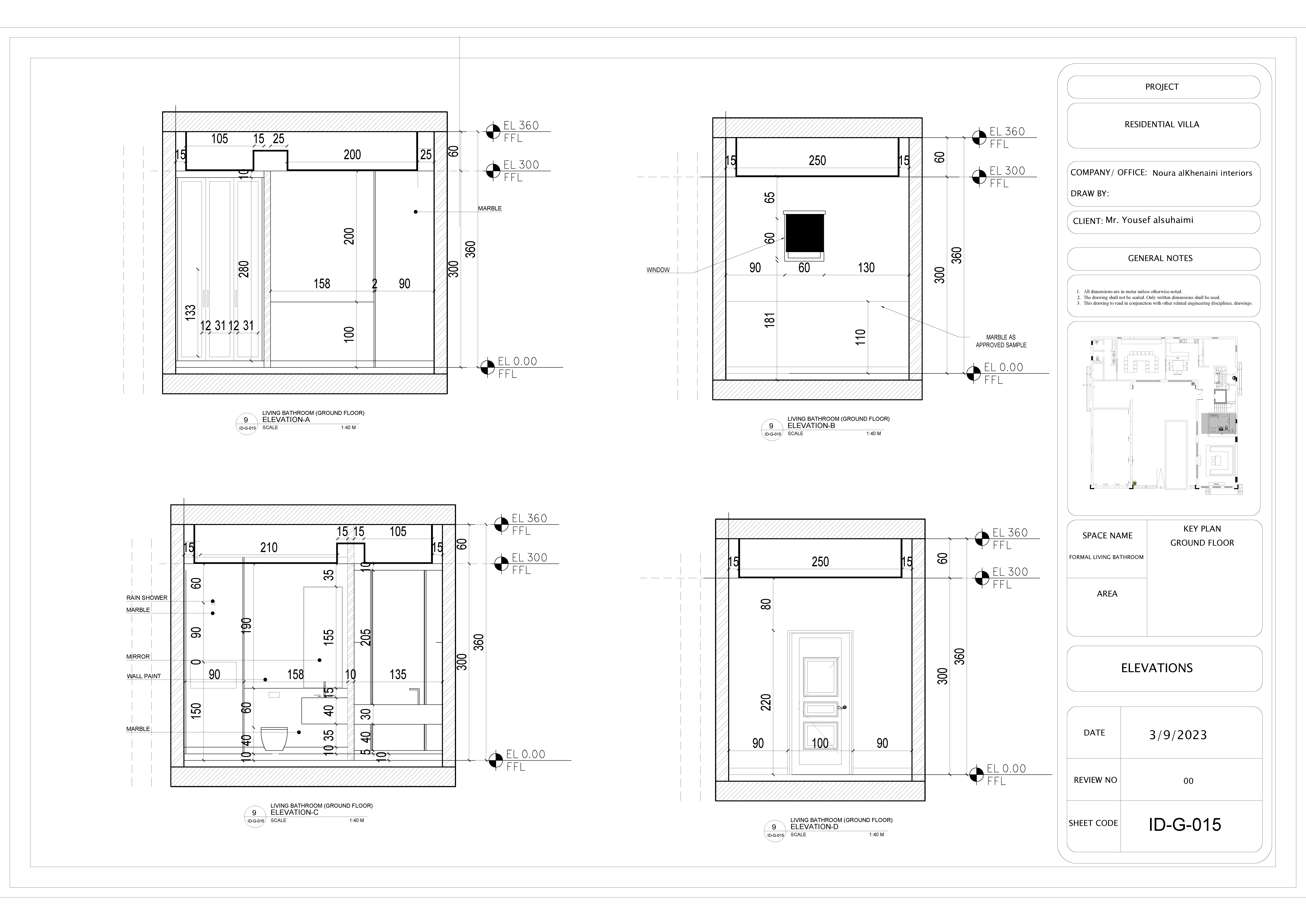 interior Shop drawing for living room and bathroom-5