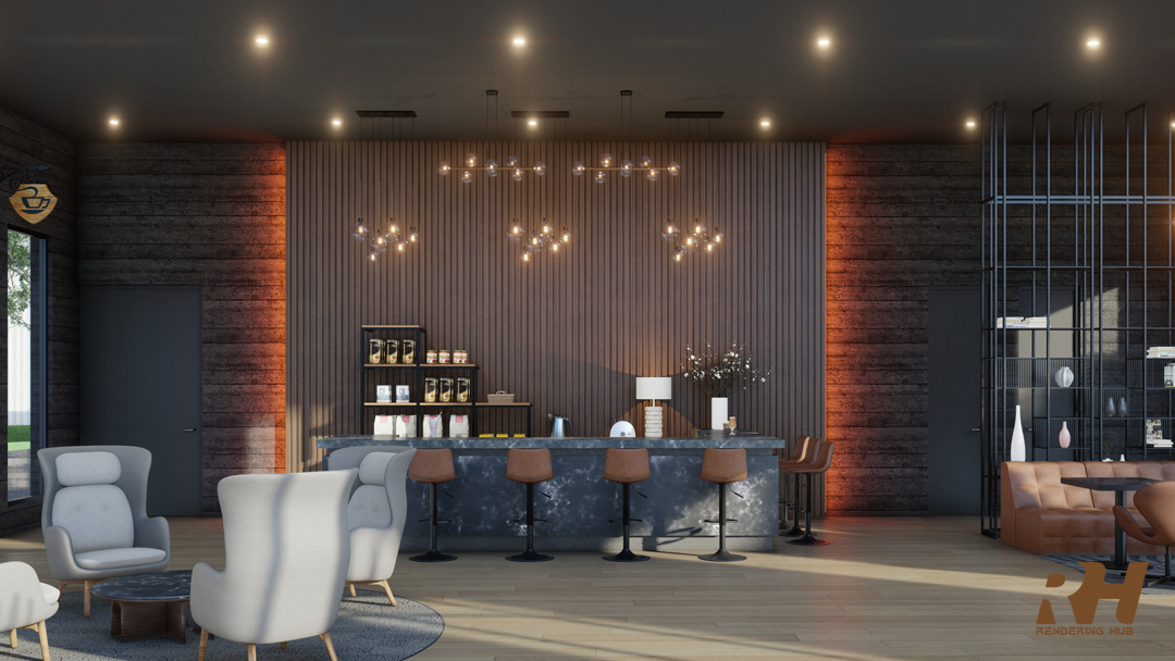 餐厅室内设计与 3D 渲染-3