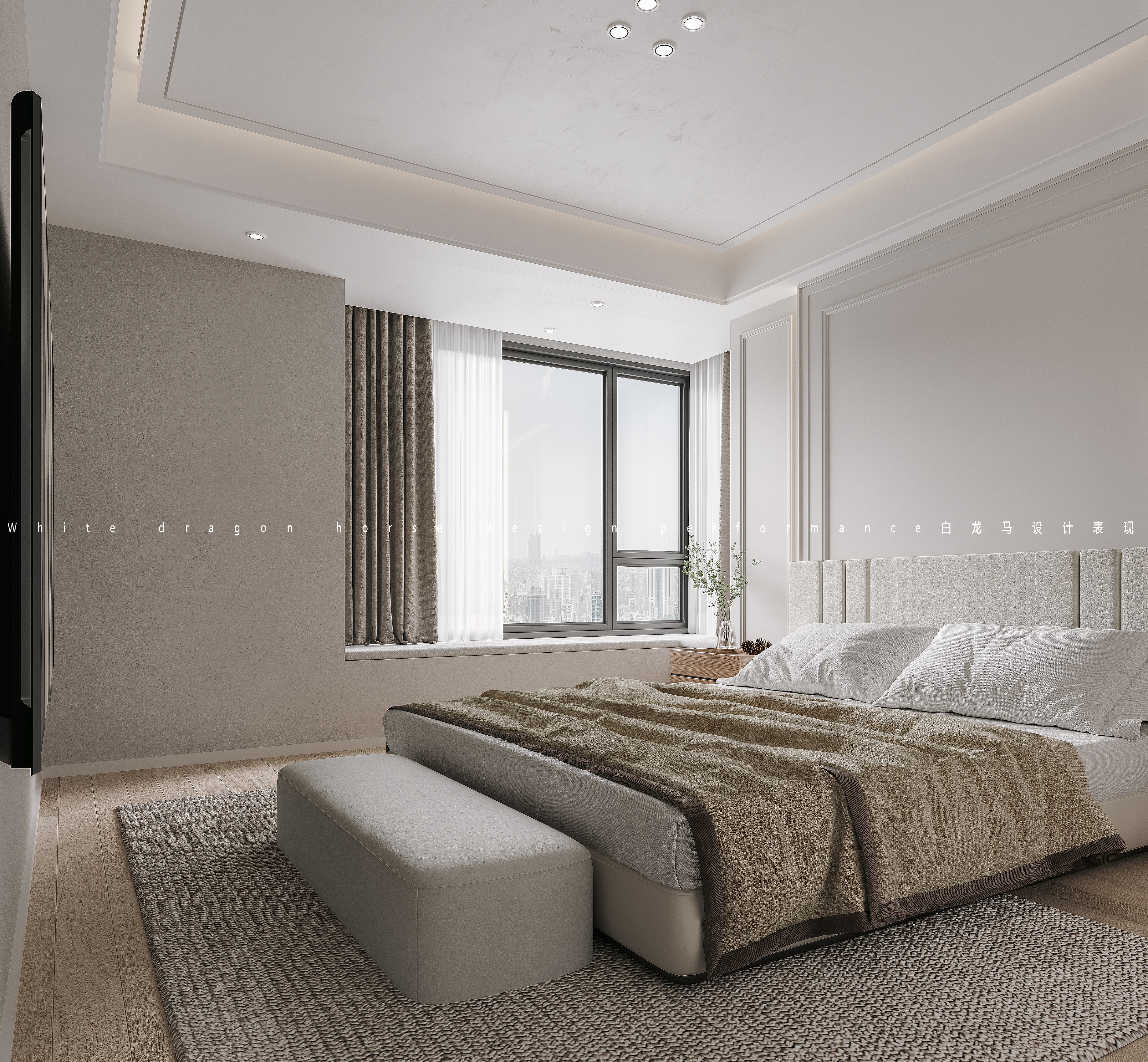 奶油风极简家装设计——白龙马效果图-9