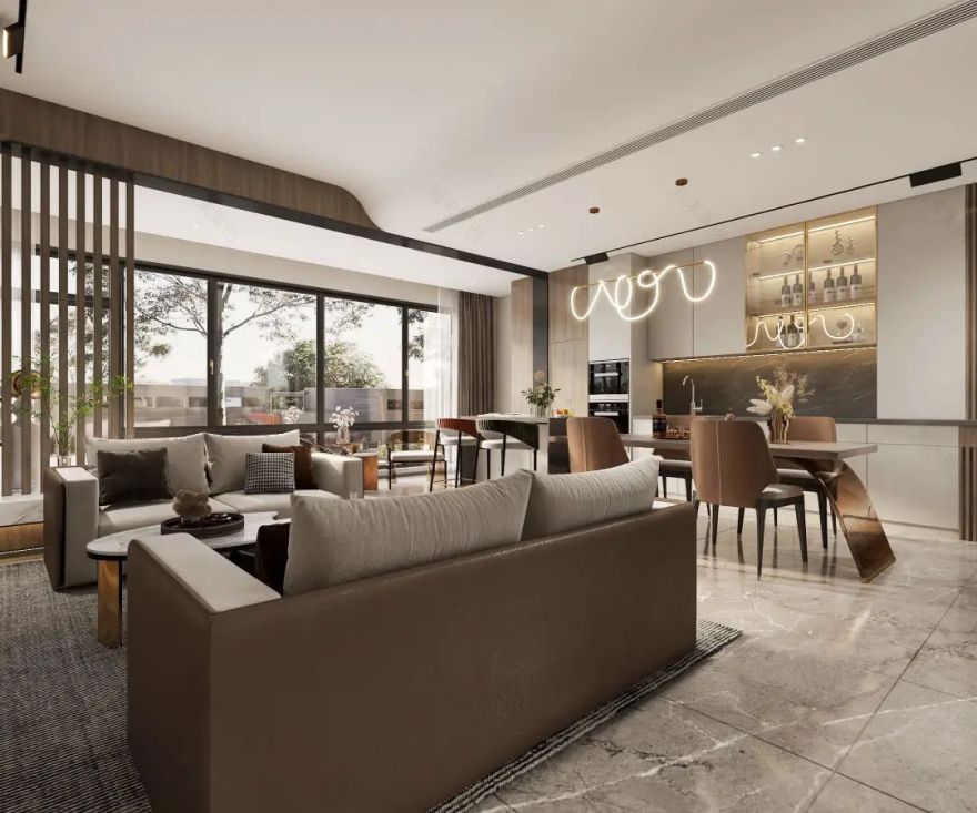 暗咖色系现代轻奢风,369㎡独栋别墅设计-25