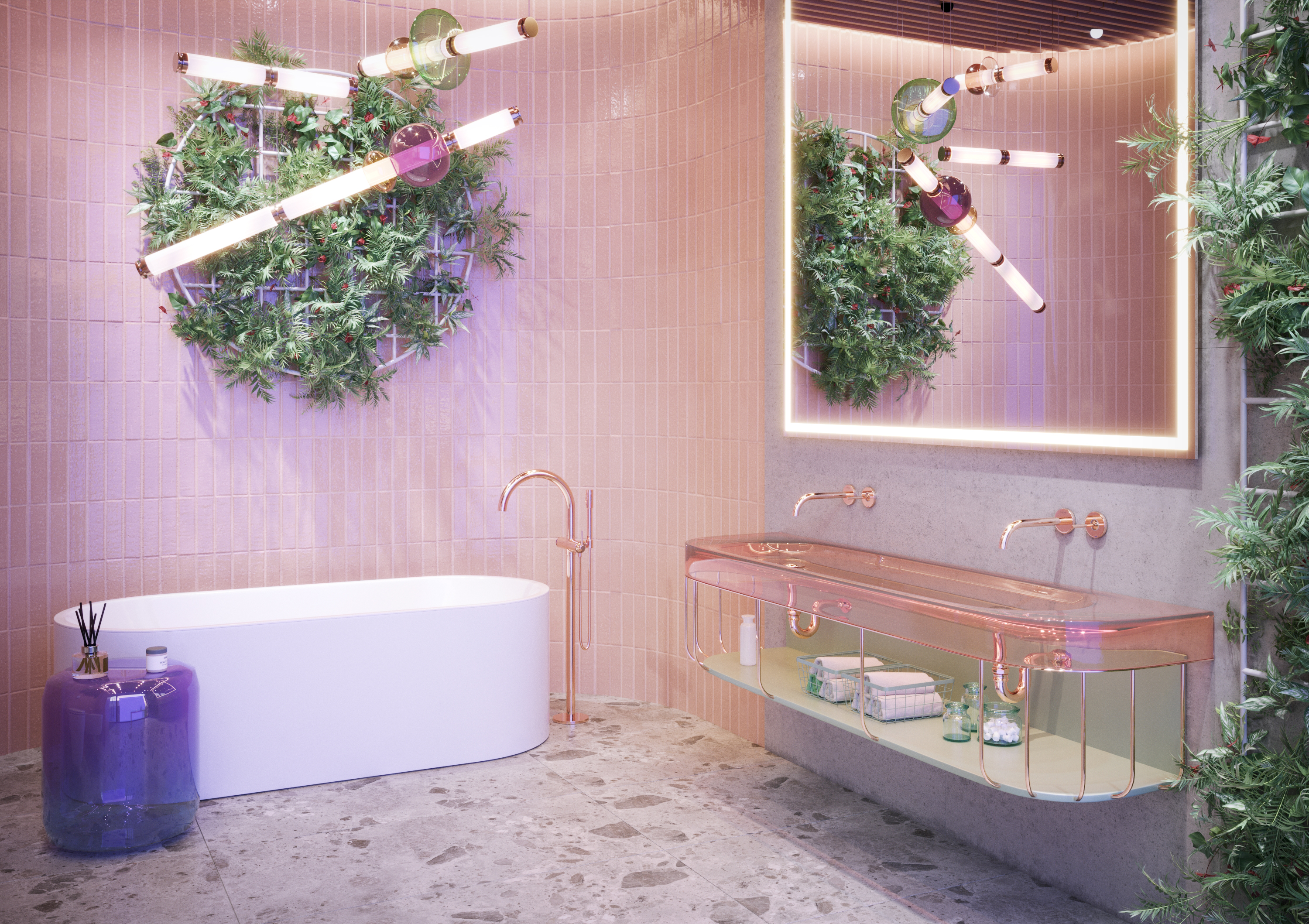 Pink bathroom in London-2