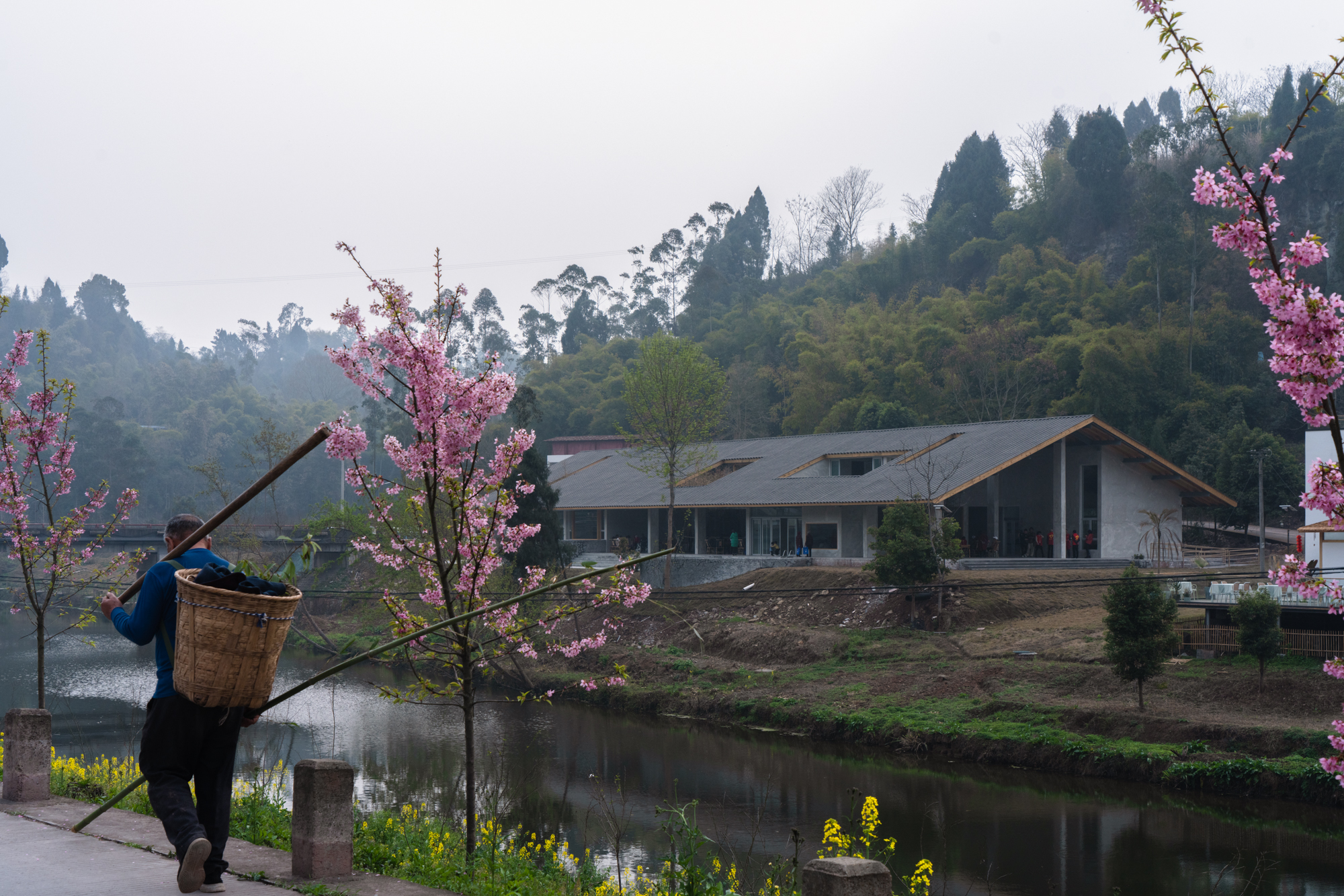 乐山市东林村镇文化中心，在60米屋檐下穿街走巷 / 时地建筑工作室-3