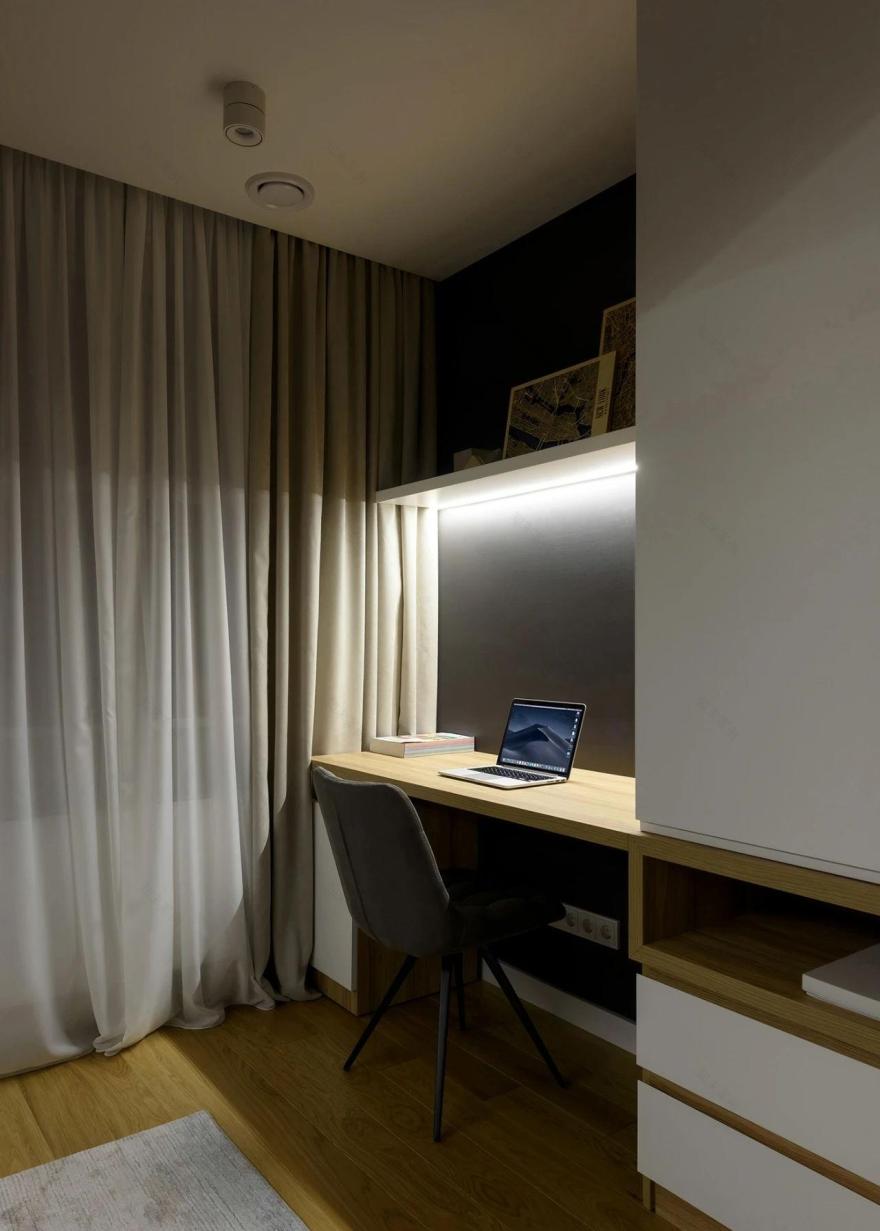 乌克兰98㎡现代风公寓设计,角落空间这样设计太实用了!-71