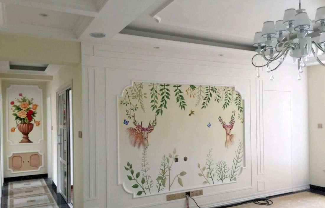 
湖南株洲室内背景墙墙绘 -1