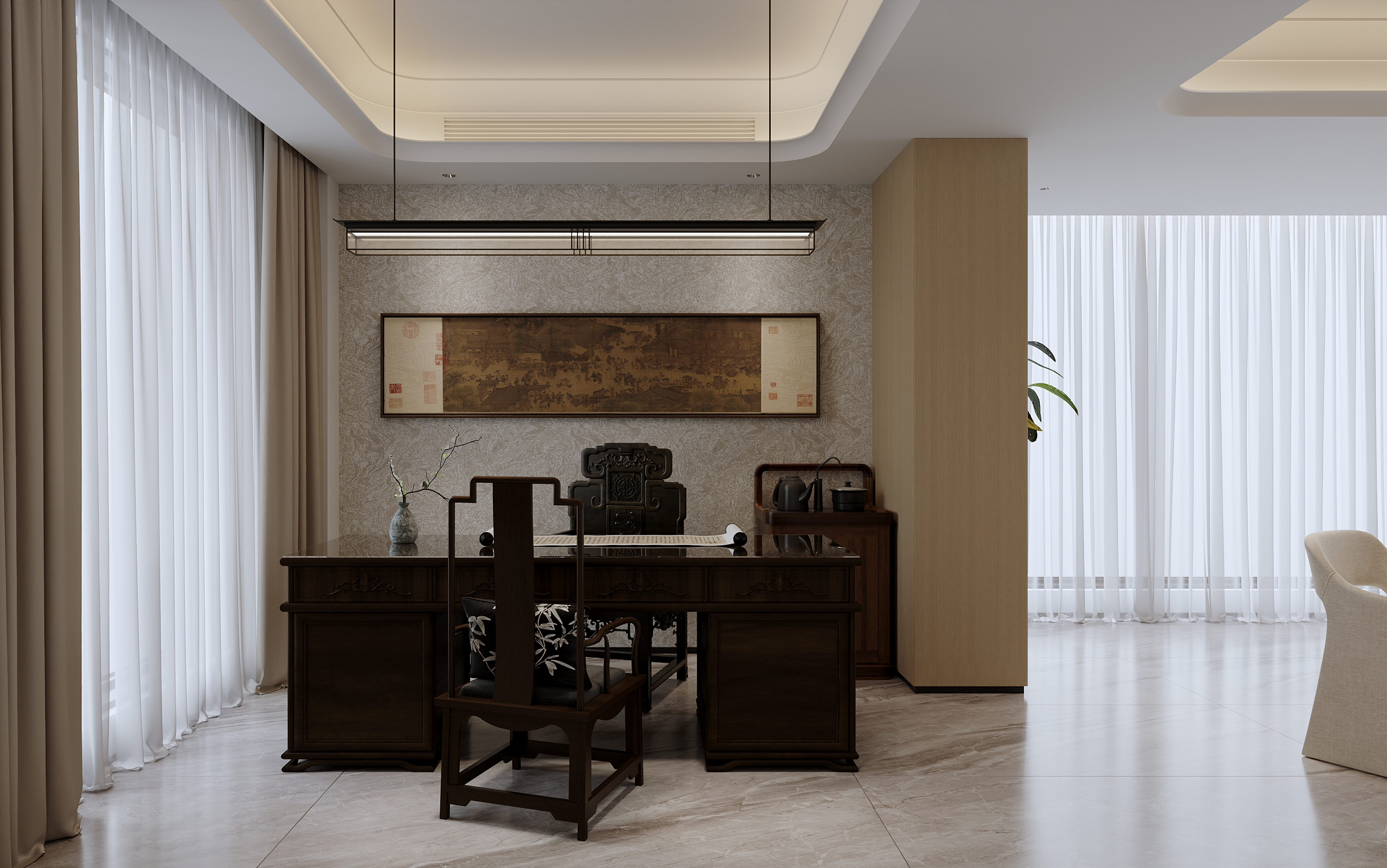 沈阳 金地名京214㎡  现代原木风效果表现-5