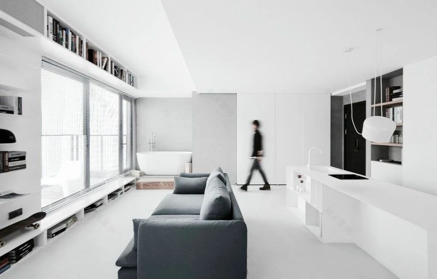 城市岛简约住宅设计,黑白灰打造艺术空间-9
