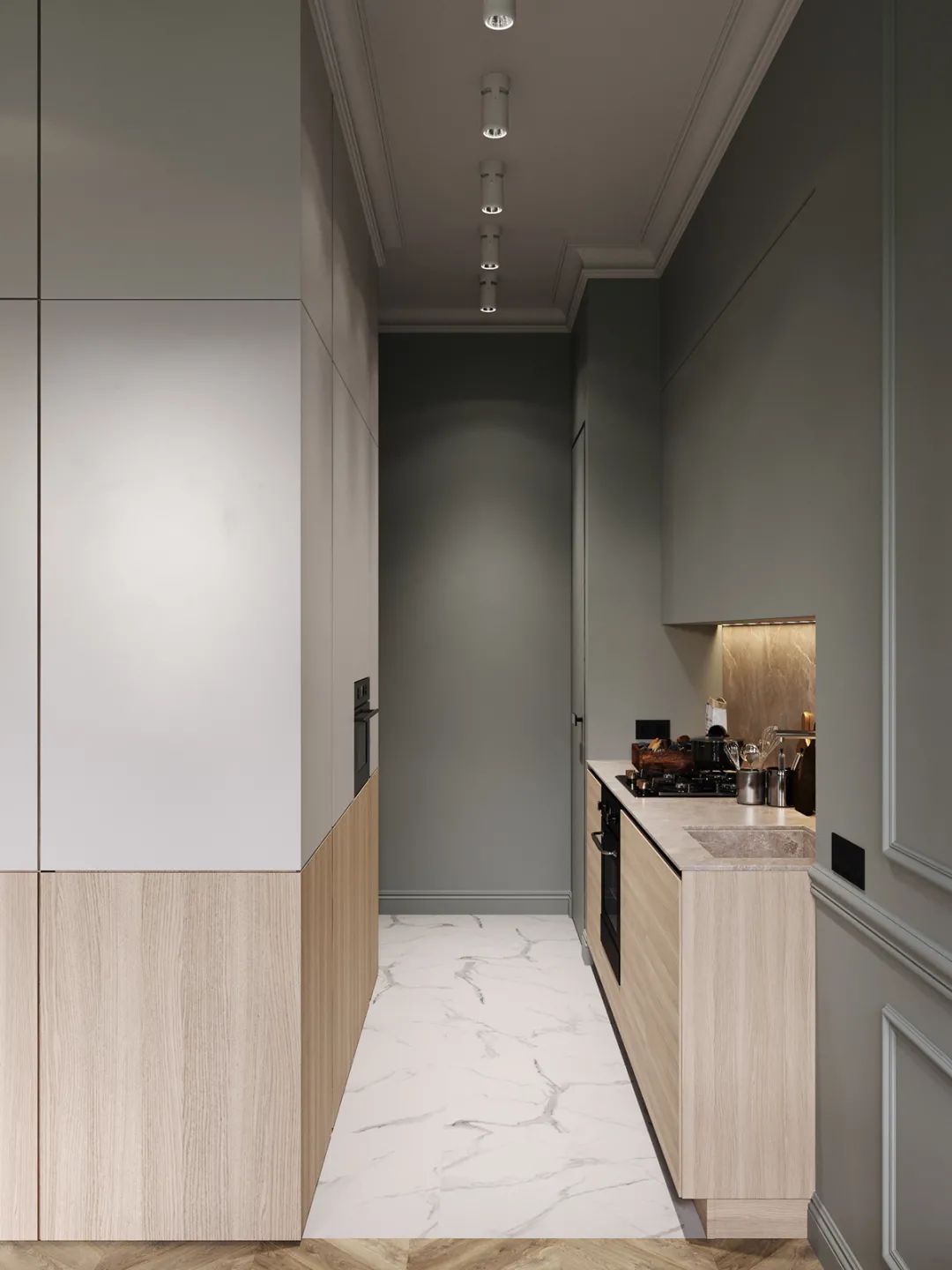 莫斯科 66㎡莫兰迪简约风公寓,玻璃隔断打造开放式空间-56