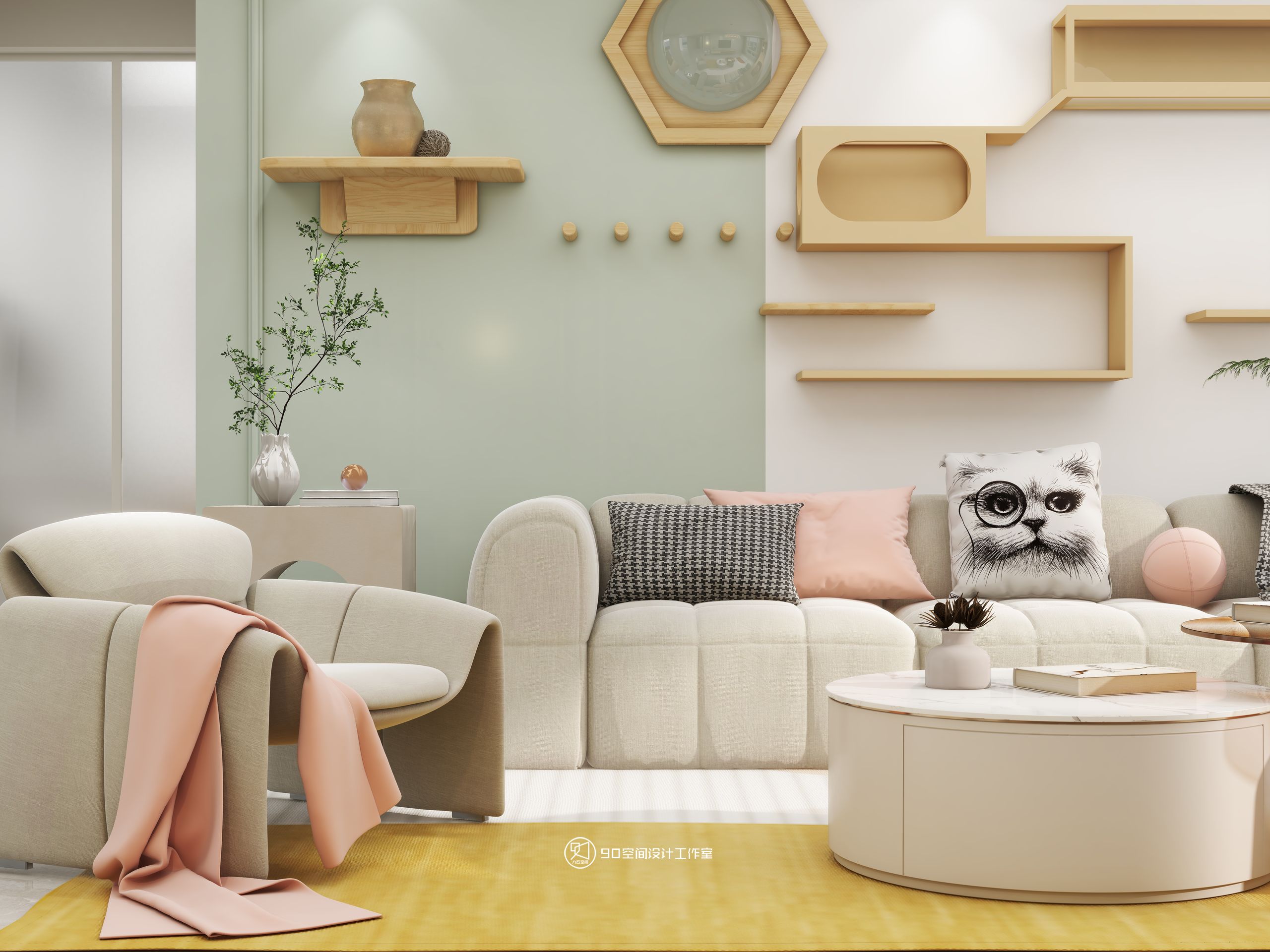 90 空间设计∣128㎡北欧奶油风-4