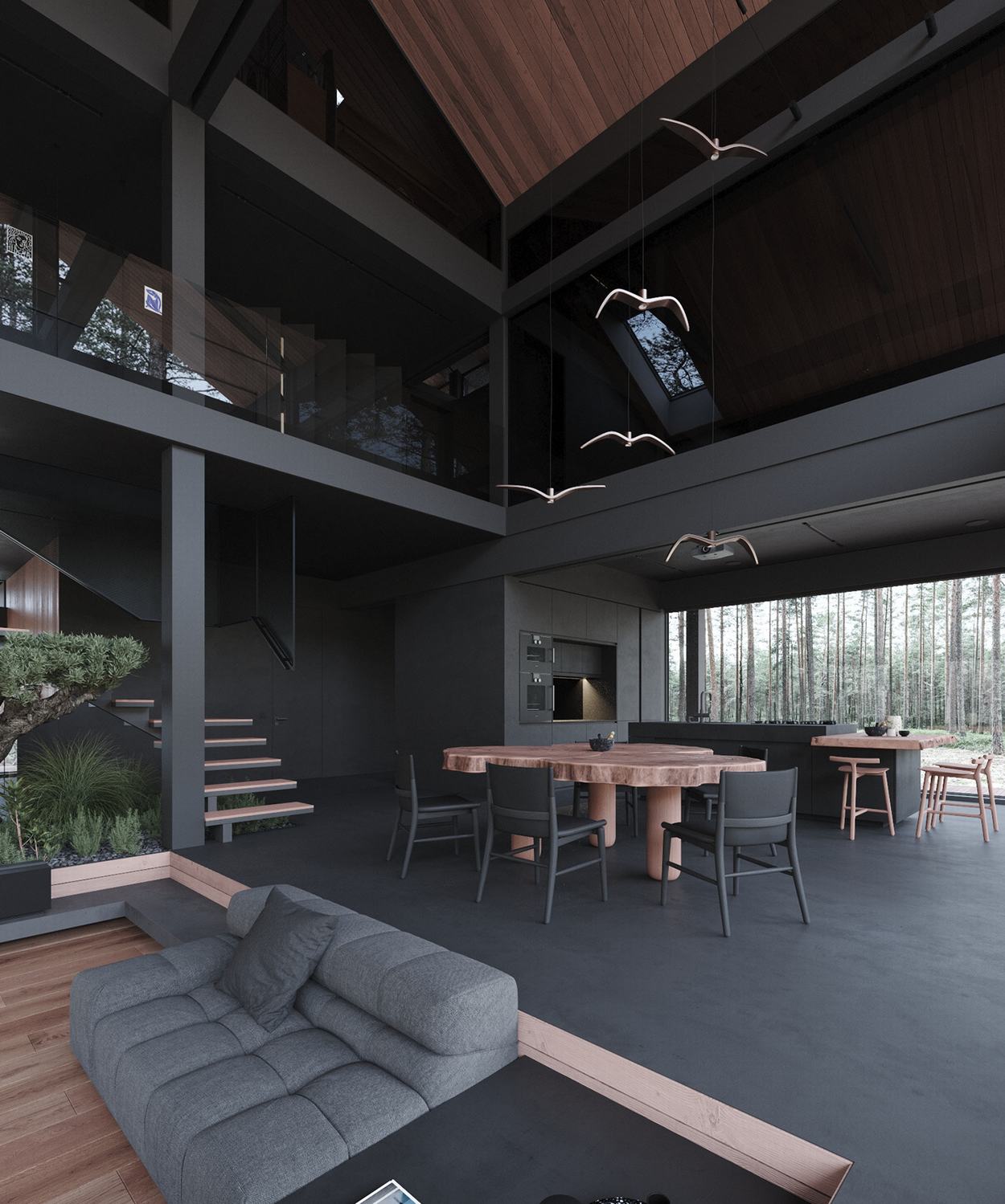 莫斯科森林中的自然共生别墅丨Stephen Tsymbaliuk-9