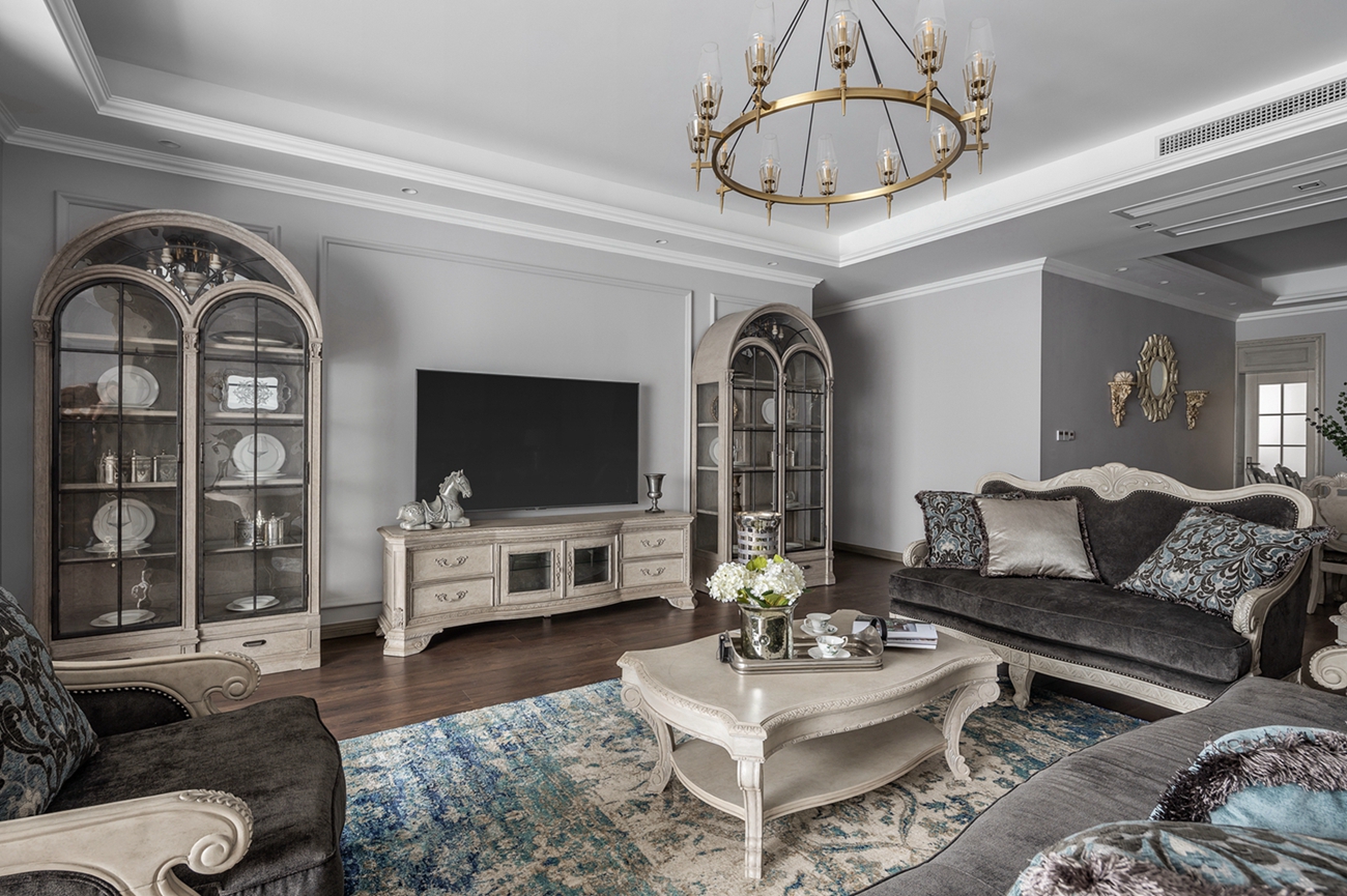 宏福樘设计丨平层丨200㎡美式复古混搭,延续经典爱情故事里的生活日常-16