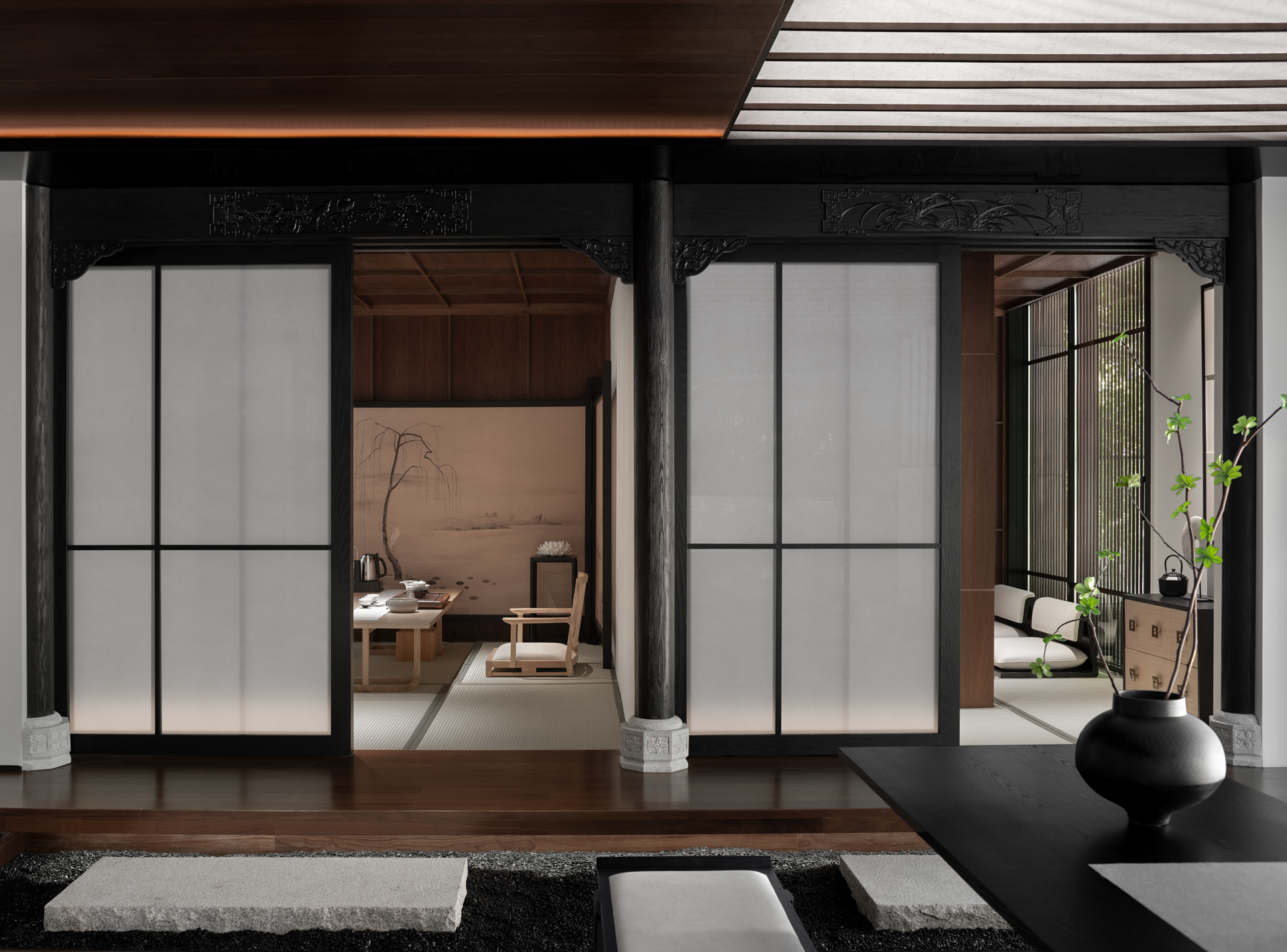 宁静深沉的东方美学私人国学会所丨吾疆设计-12