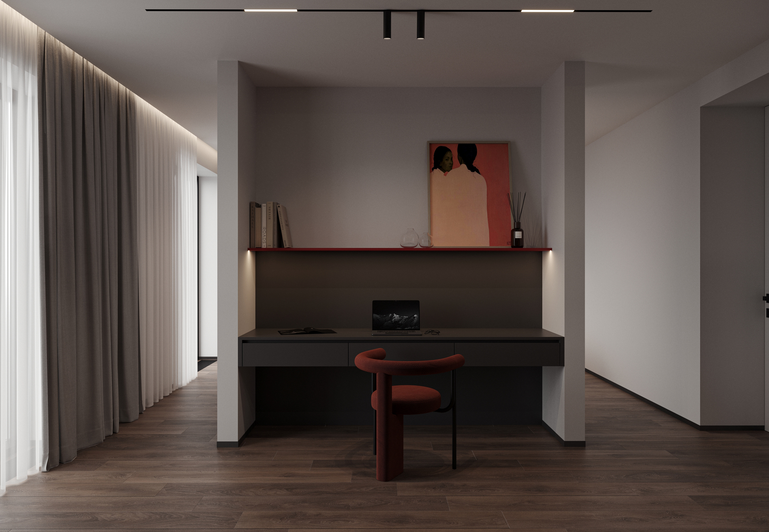 Red accents — Lviv townhouse for young couple-15