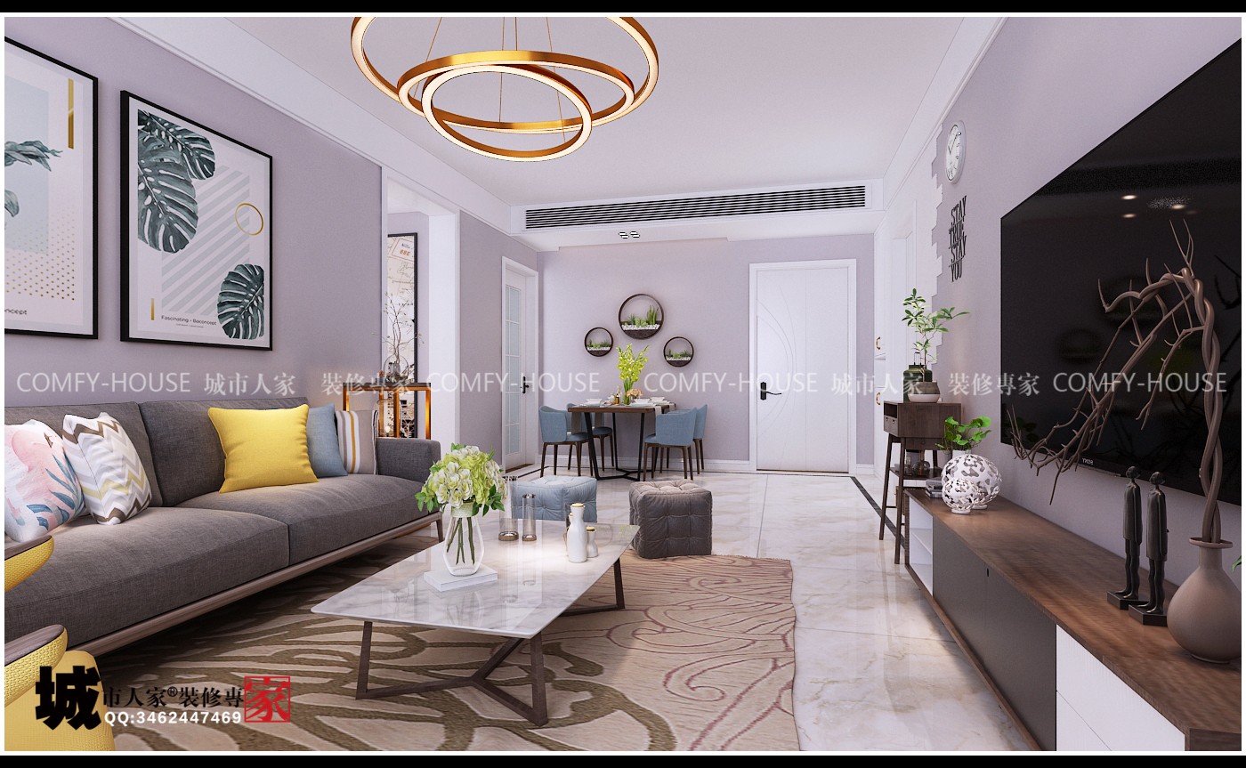 中国MALL(百步亭)两室两厅90平北欧风格装修-4